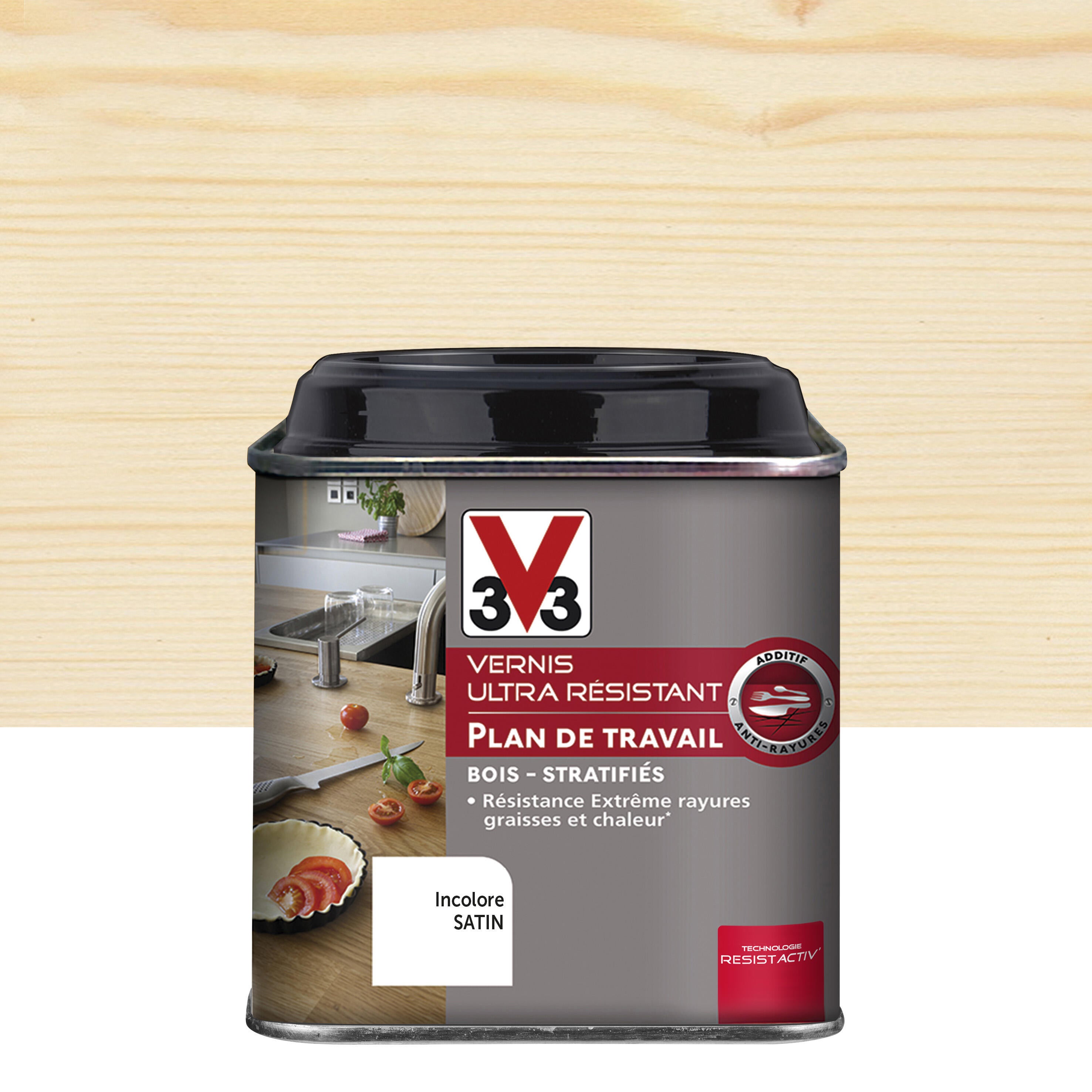 Vernis bois intérieur V33, incolore Ultra résistant satiné, 0.5l Leroy Merlin