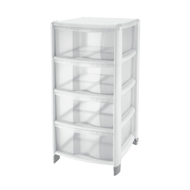 Cassettiera a colonna con 4 cassetti Bambù, L 39.5 x P 38.5 x H 86 cm bianco