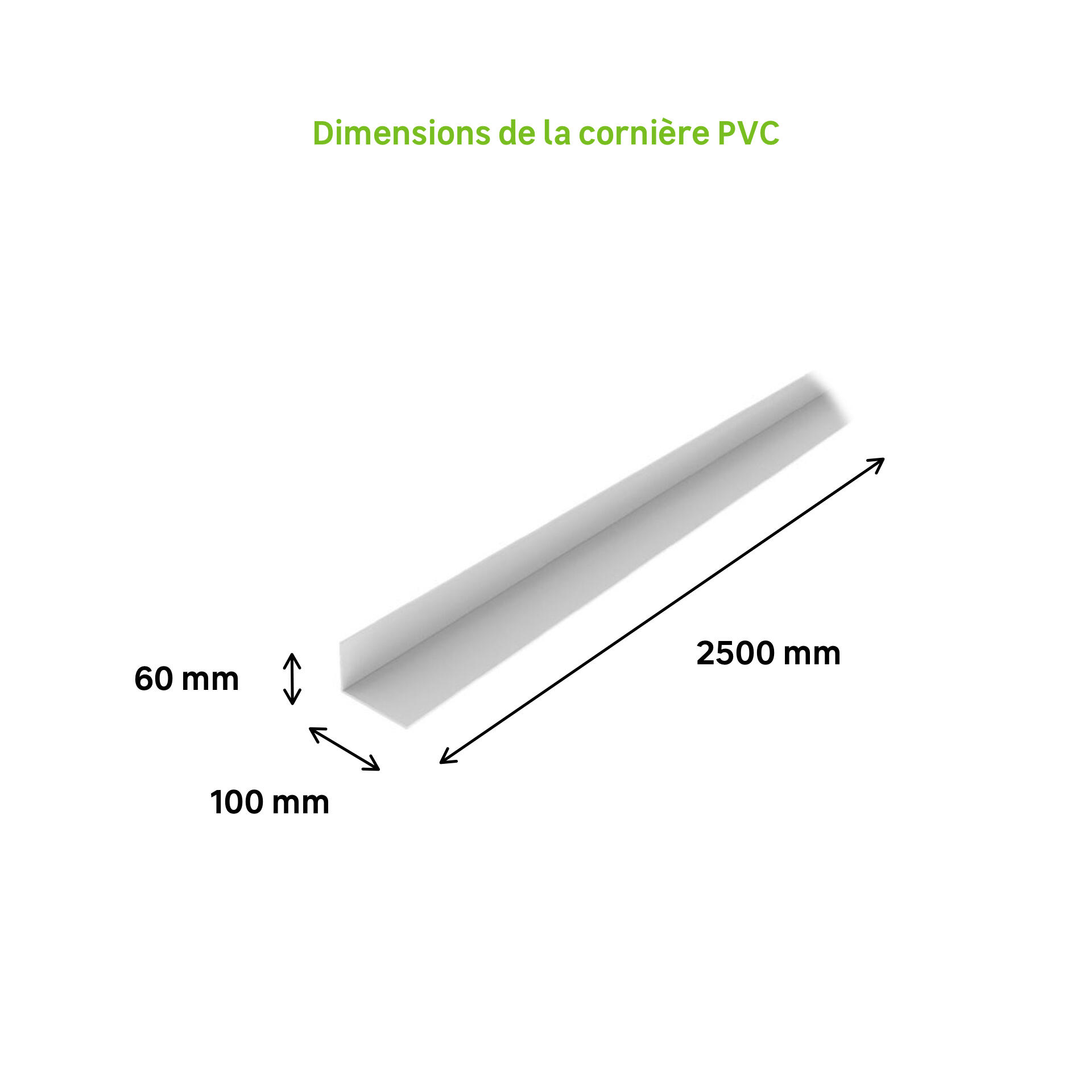 Cornière PVC 100x60 ép2.5, longueur 2.50 m Blanc - 4