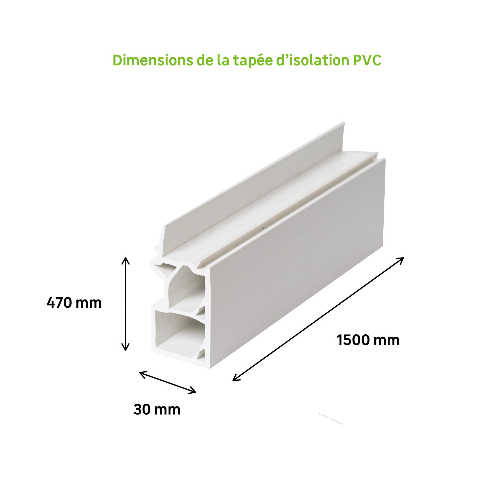 Tapée PVC blanche pour porte et fenêtre, isolation 120mm, L.1.50m - 2