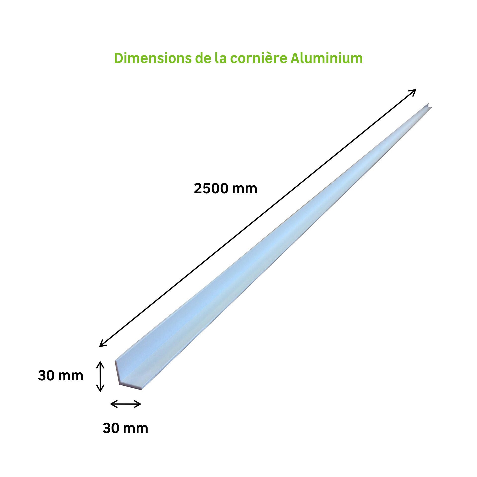 Cornière baie coulissante Aluminium 30x30 2.5ML - Blanc - 2