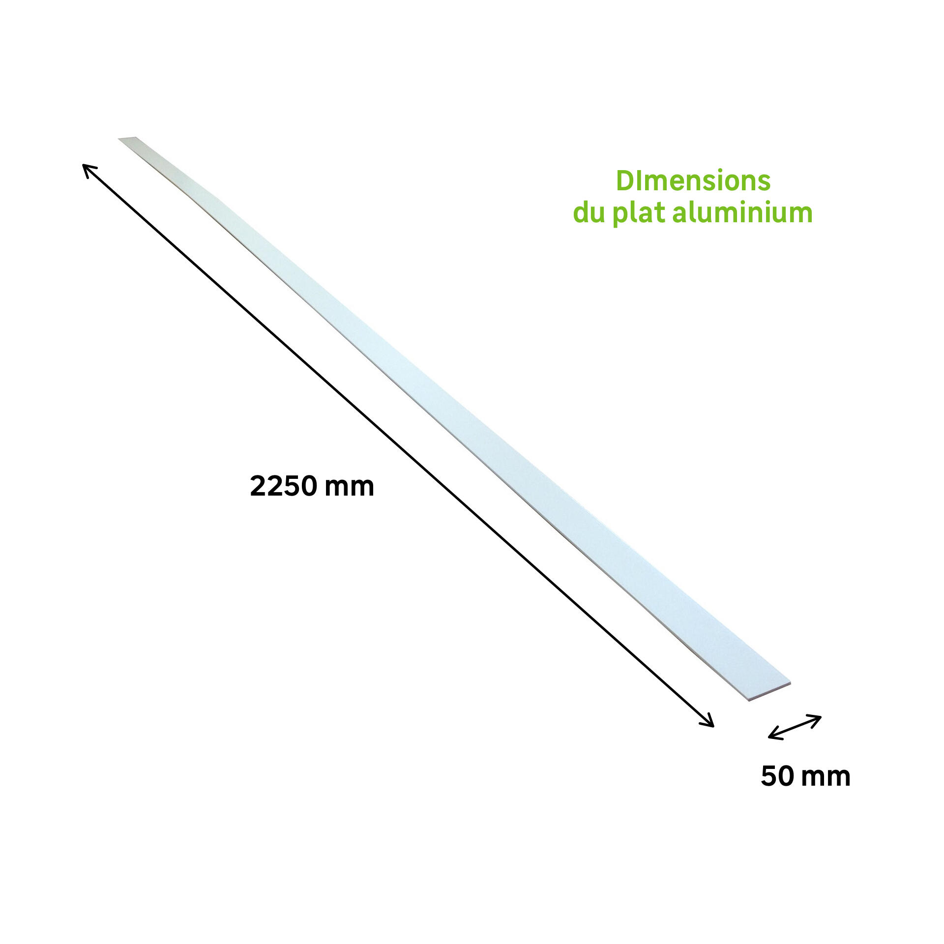 Plat Aluminium 50x3 2.5ML - Blanc - 2