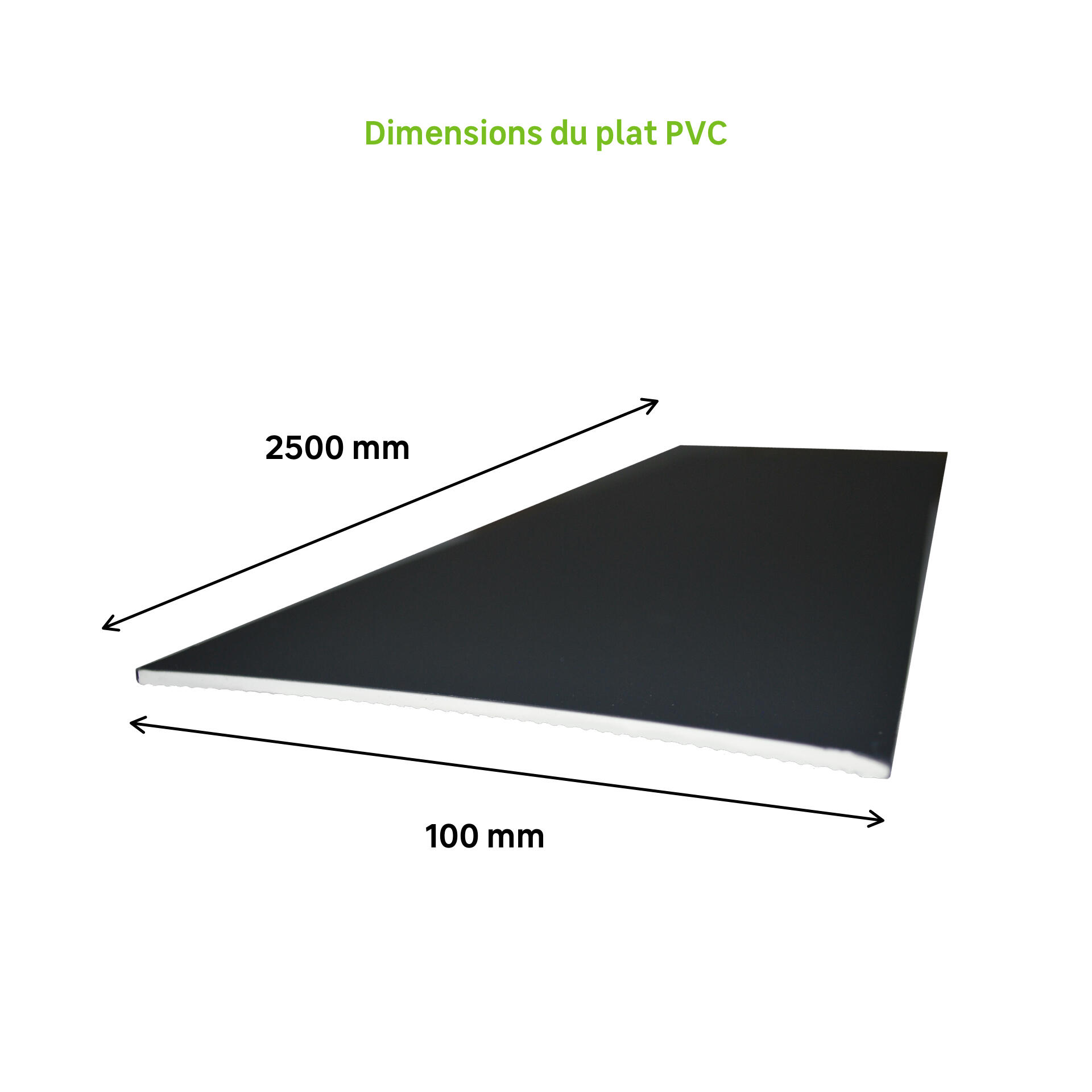 Plat PVC 100 ép2.5, longueur 2.50 m gris RAL7016 - 2