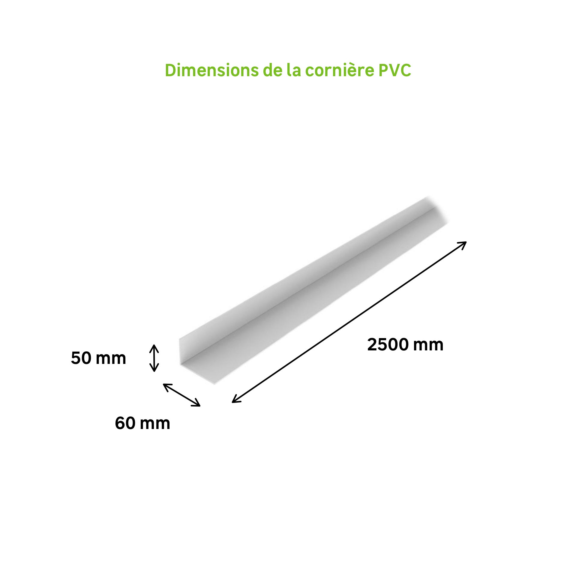 Cornière sécable PVC 60X50 ép2.5, longueur 2.50 m Blanc - 4