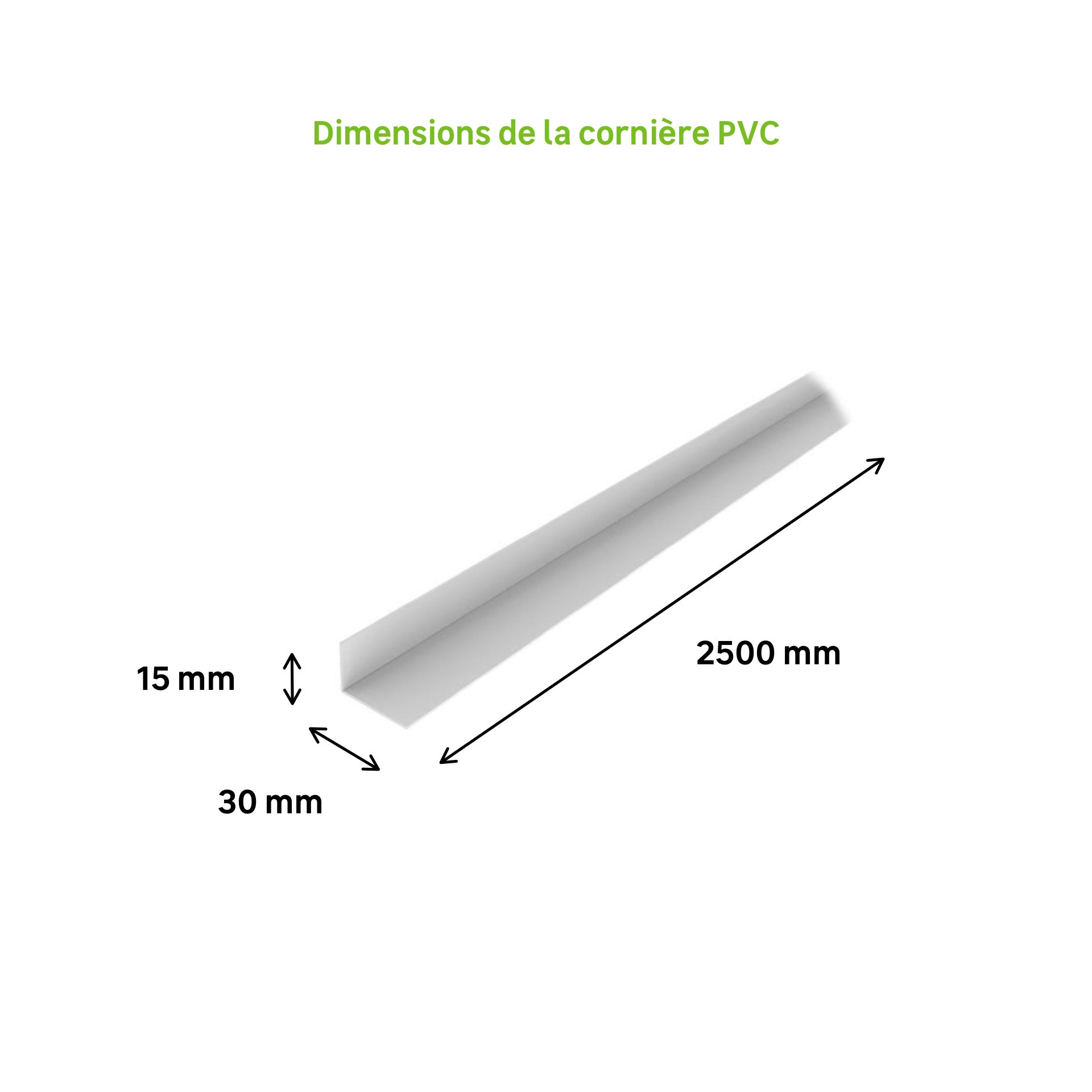 Cornière PVC 30x15 ép2.5, longueur 2.50 m Blanc - 4