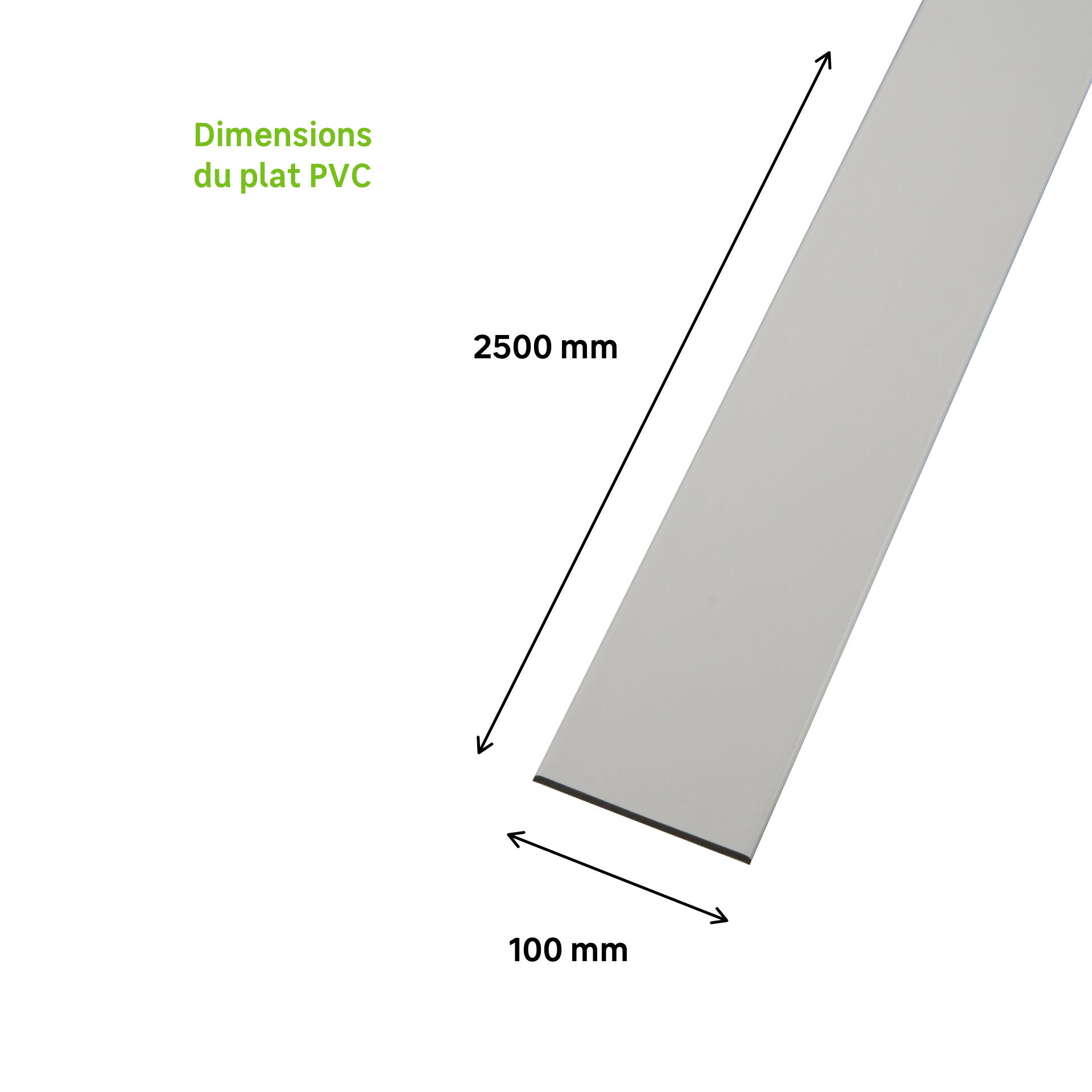 Plat PVC 100 ép2.5, longueur 2.50 m blanc - 2