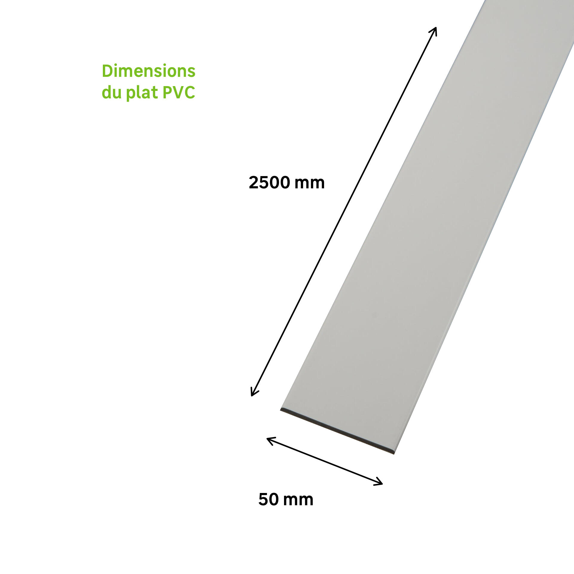 Plat PVC 50 ép2.5, longueur 2.50 m blanc - 3