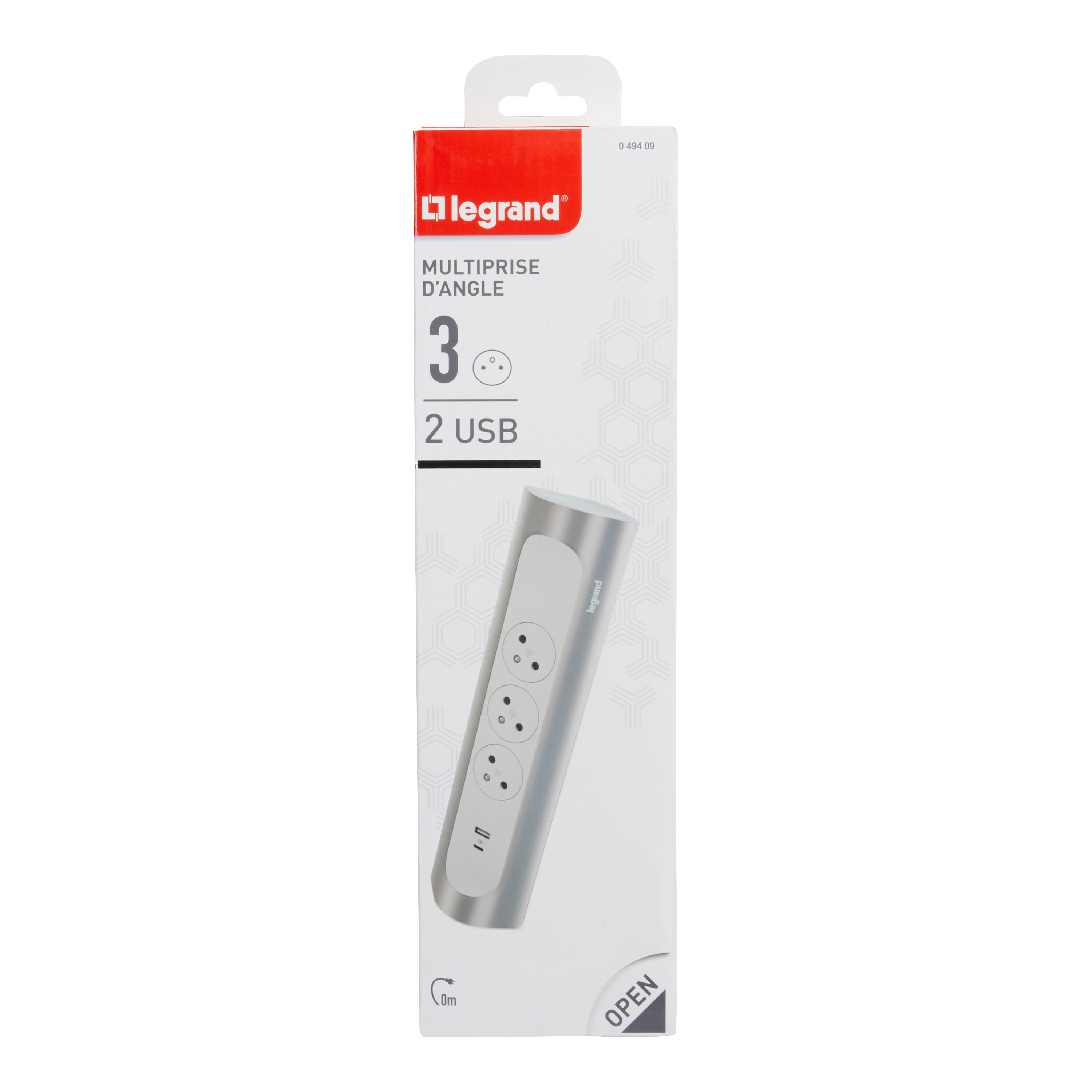 Multiprise 1 USB A 1 USB C 0 m gris aluminium LEGRAND - 3