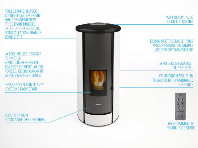 Poêle à granulés FREEPOINT Breeze wi-fi blanc 9.1 kW - 6