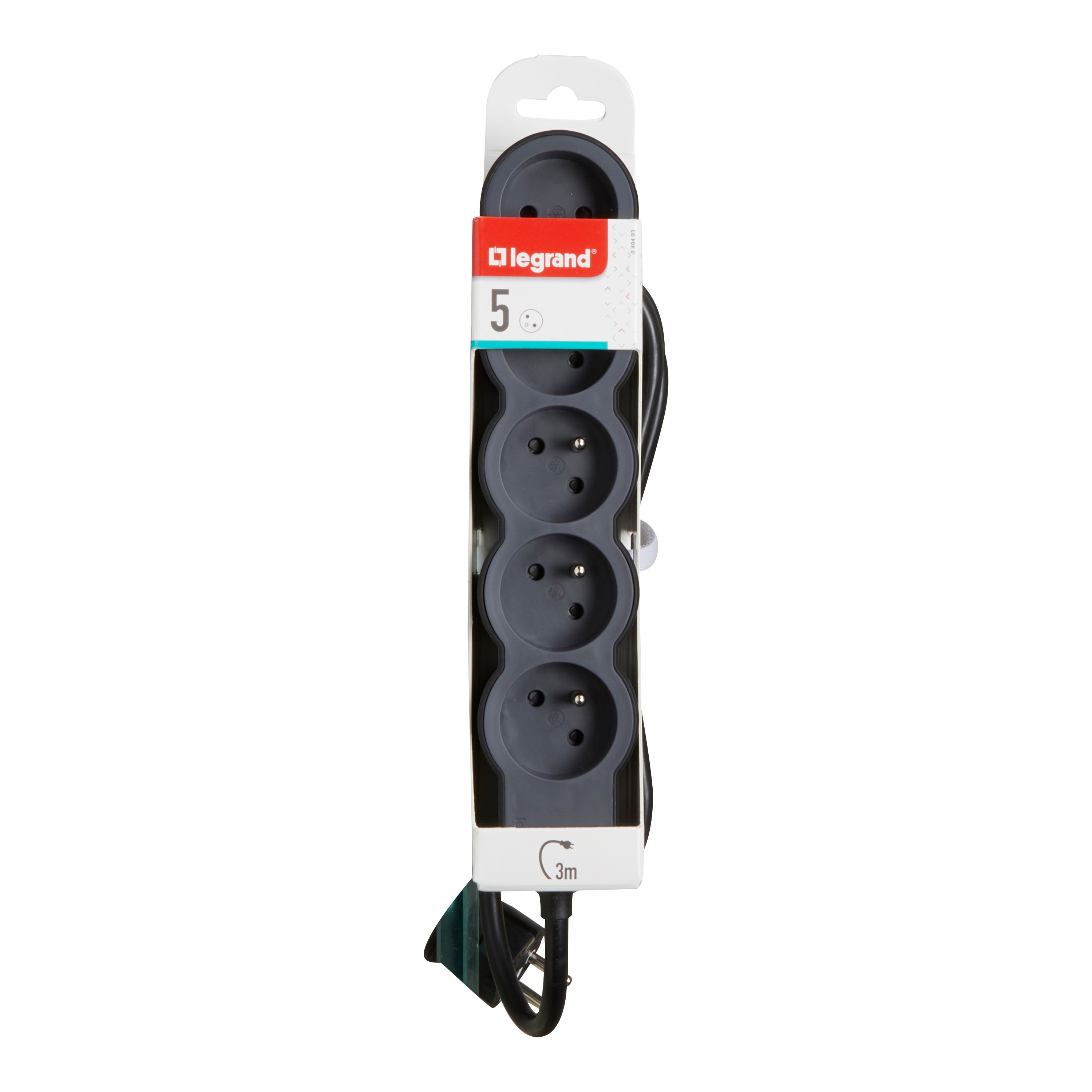 Multiprise filaire compact, 5 prises noir 3 mètres LEGRAND - 2