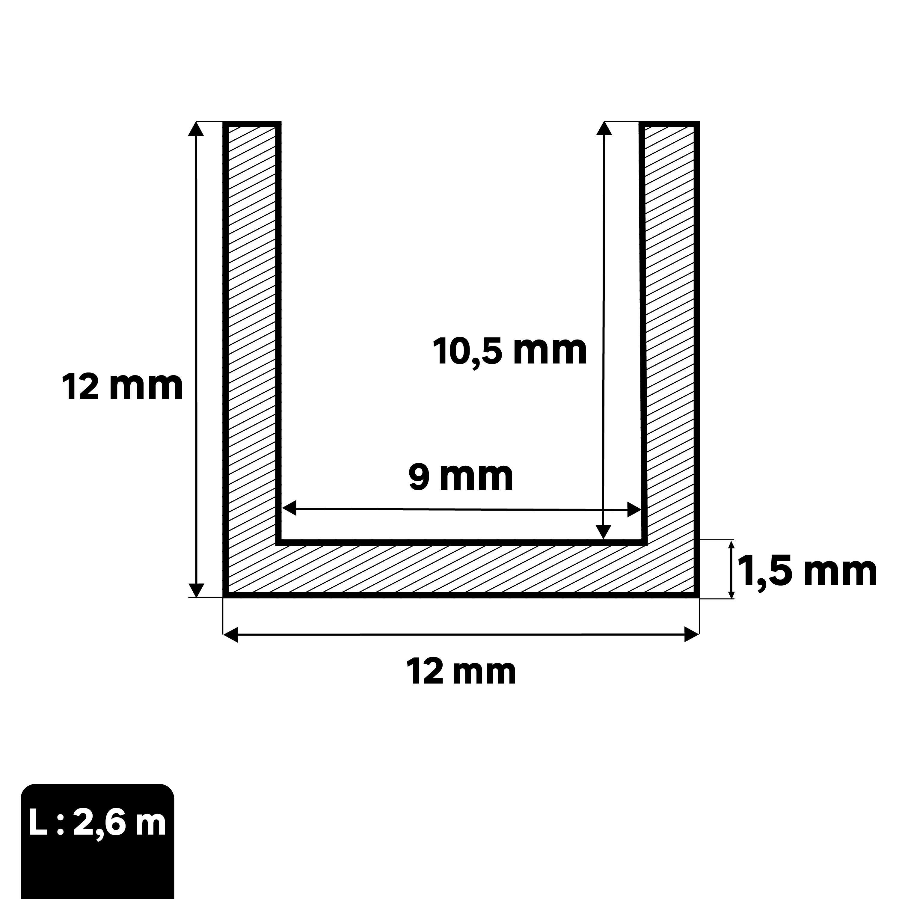 Profils En PVC Blanc à Double U 12 X 13 X 12 X 1 Mm - Longueur 2 Mètres
