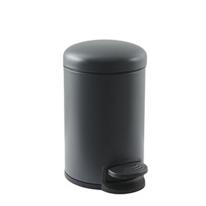 Poubelle De Salle De Bain à Pédale - 3 Litres, Métal Noir Mate, Fermeture Silencieuse, Dimensions 20 X 17 X 26 Cm