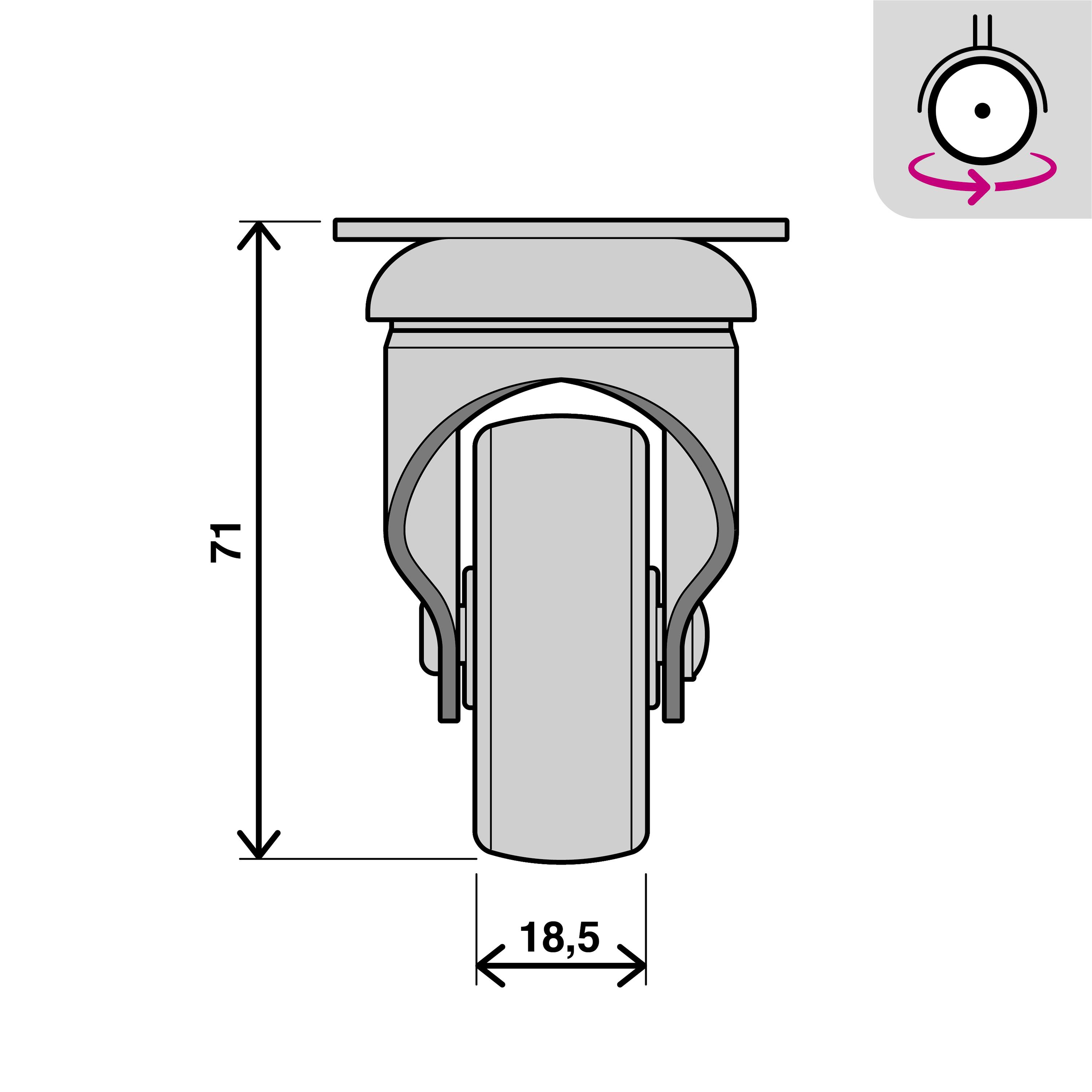 Roue 360 degrés sur plaque diam.50 mm avec frein - 4