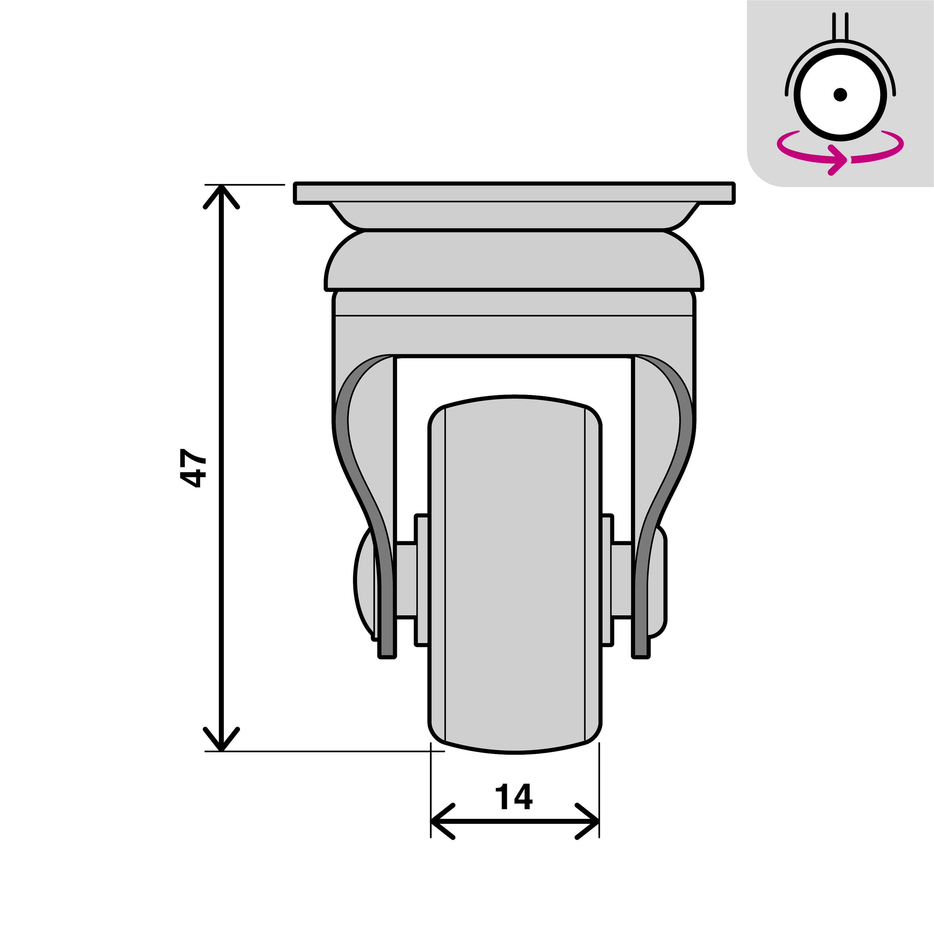 Roue 360 degrés sur plaque diam.30 mm - 4