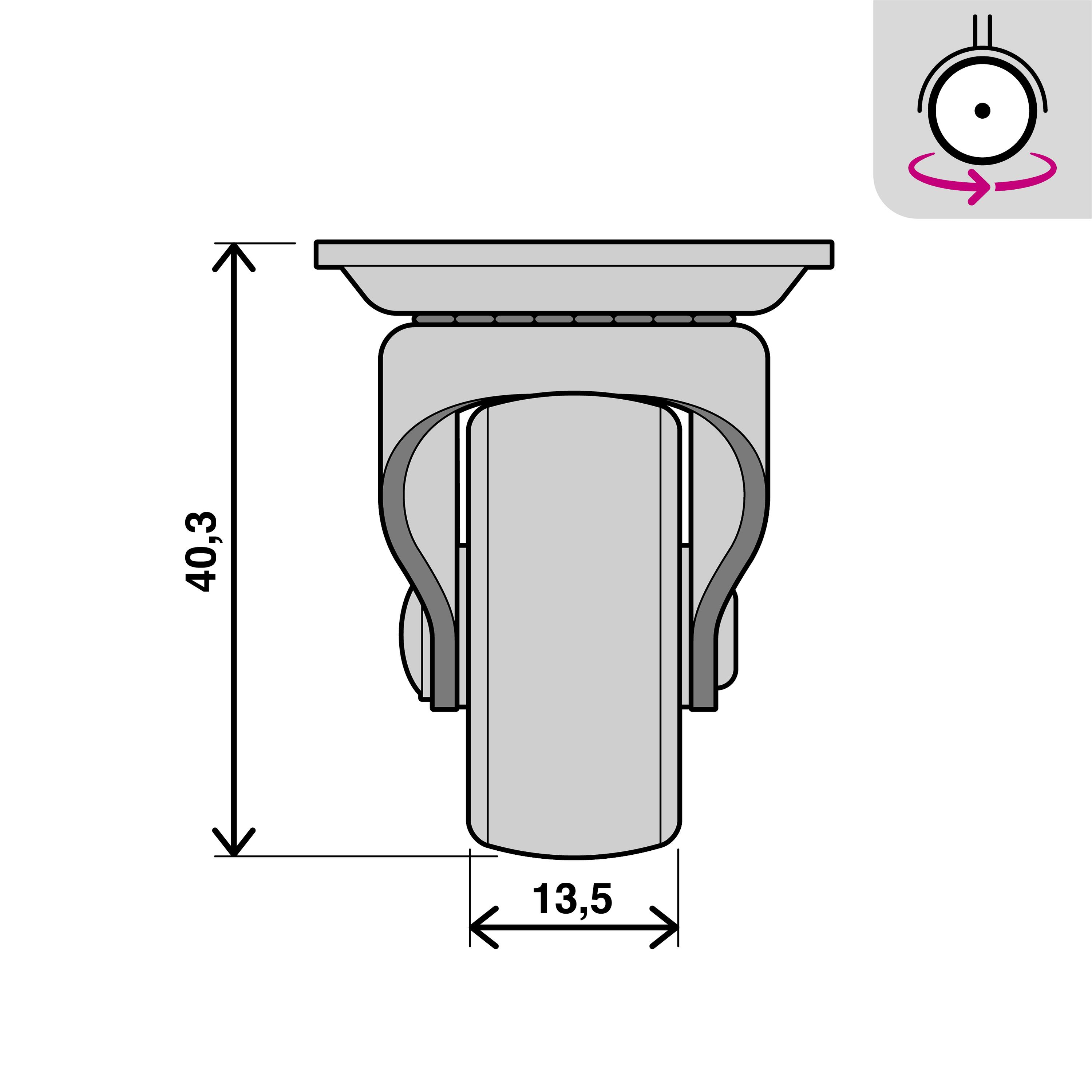 Roue 360 degrés sur plaque diam.30 mm - 3