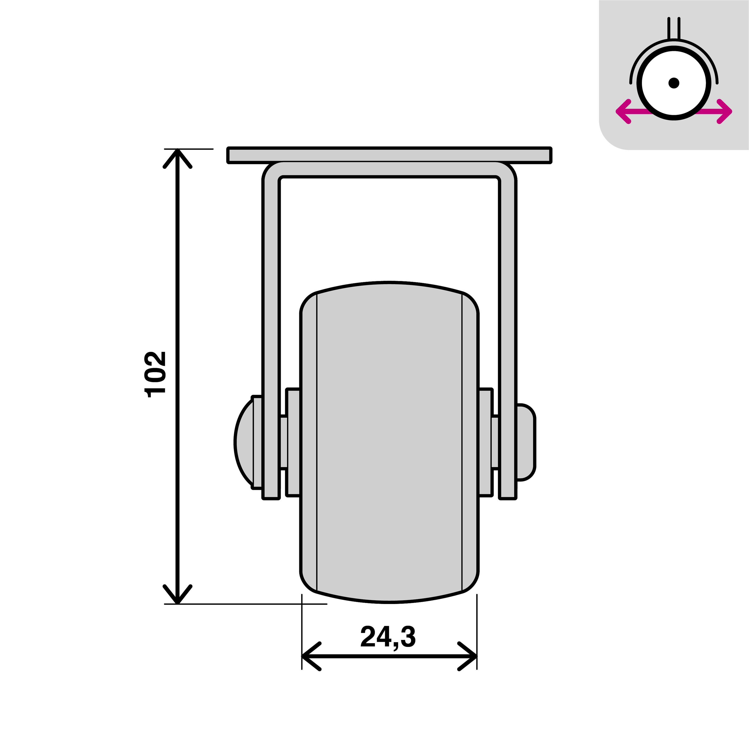 Roulette fixe sur plaque diam.75 mm - 5