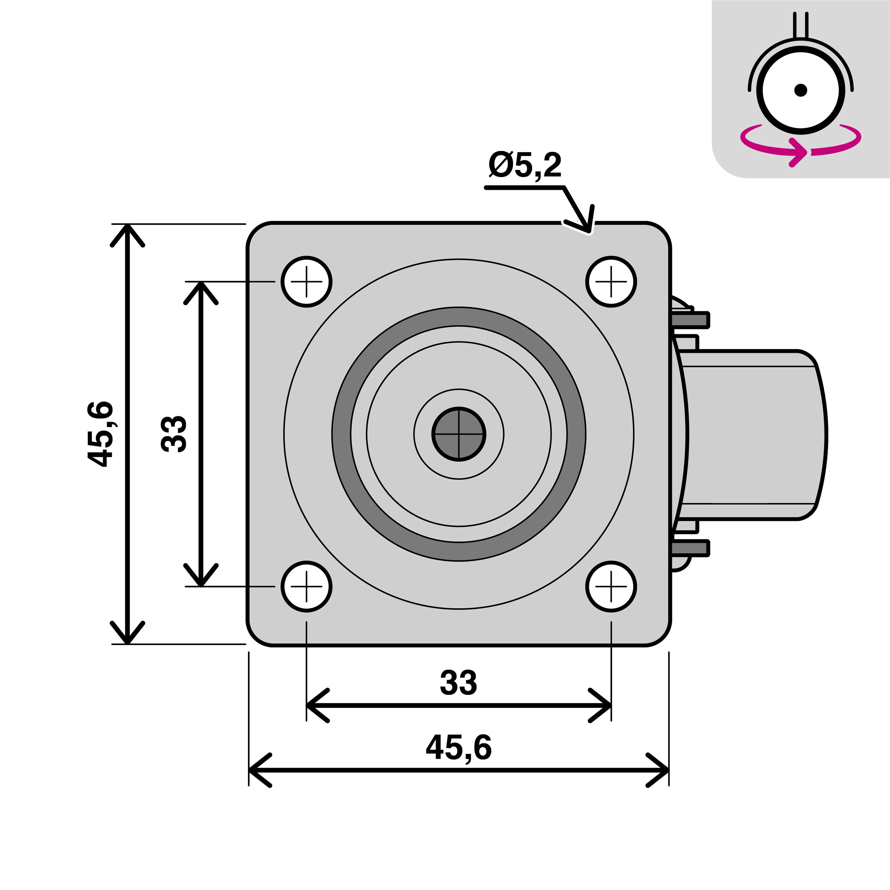 Roue 360 degrés sur plaque diam.40 mm - 4