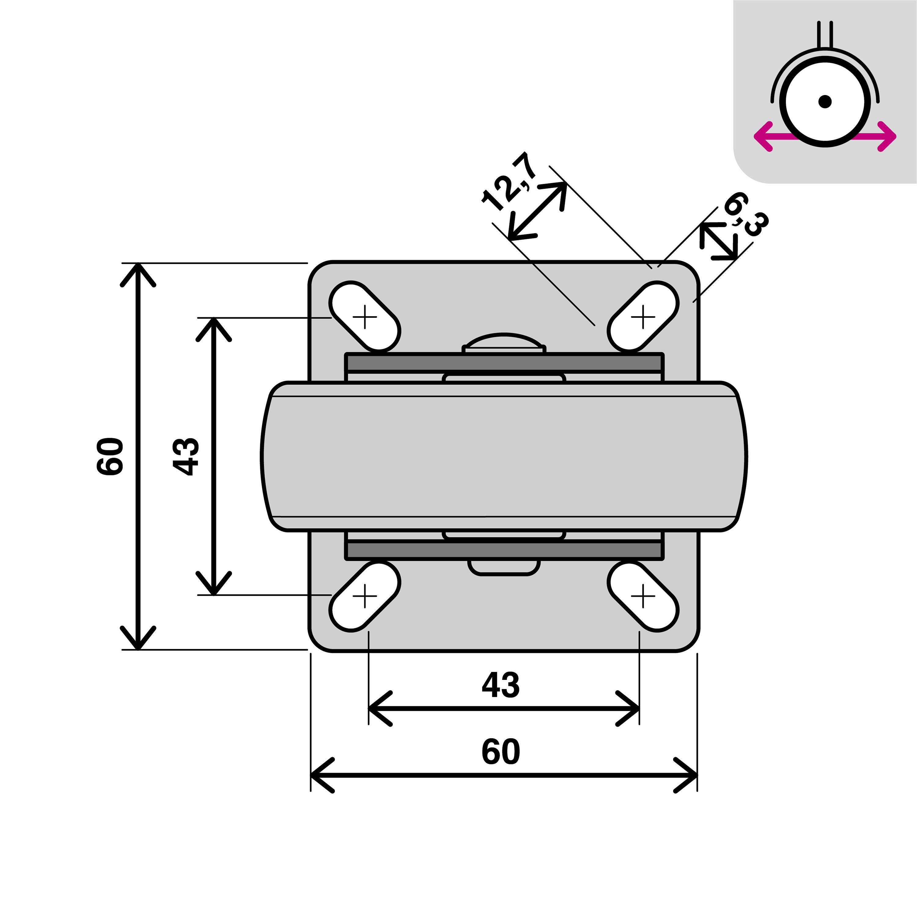 Roulette fixe sur plaque diam.75 mm - 4