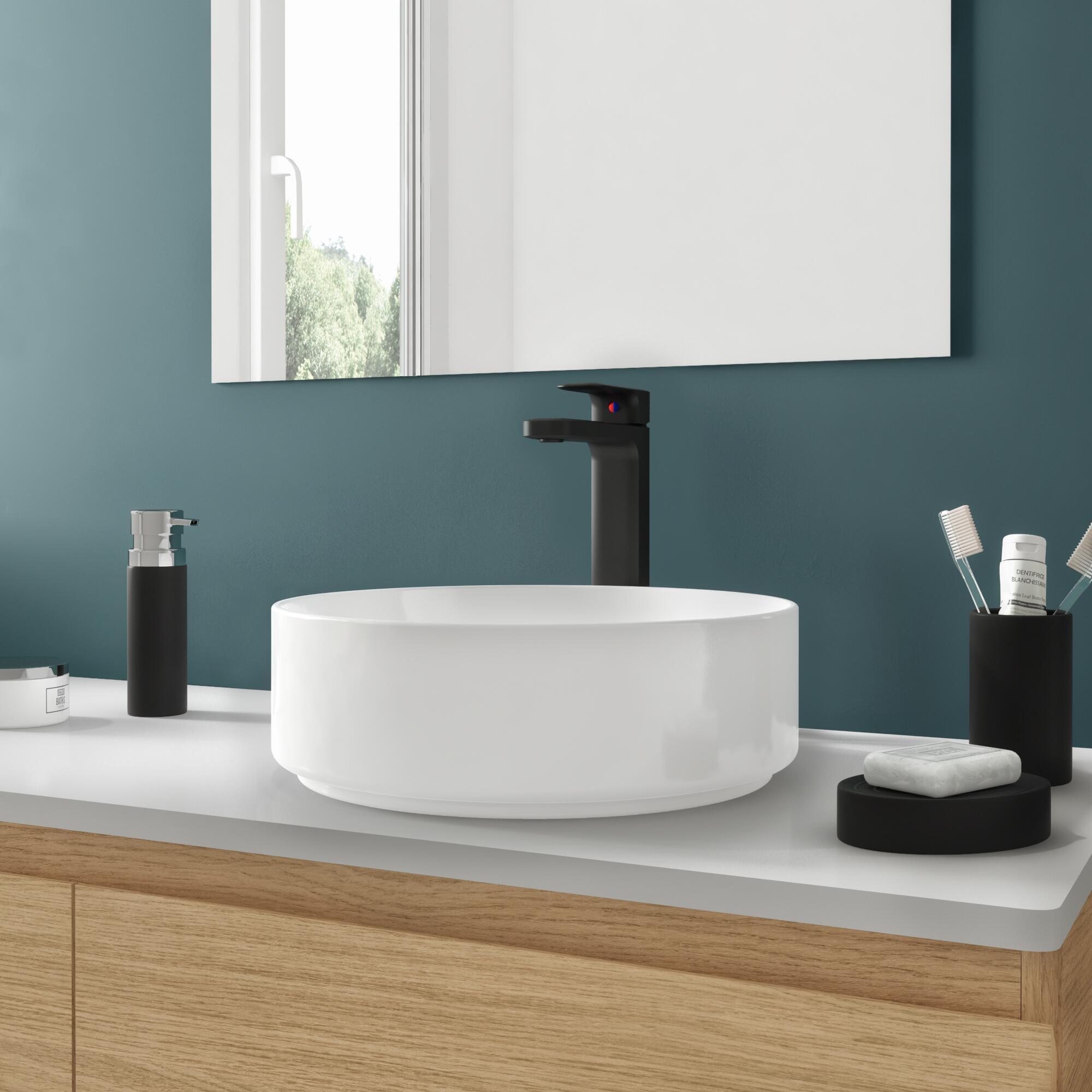 Vasque à poser céramique rond Studio Diam.37 cm blanc brillant - 6