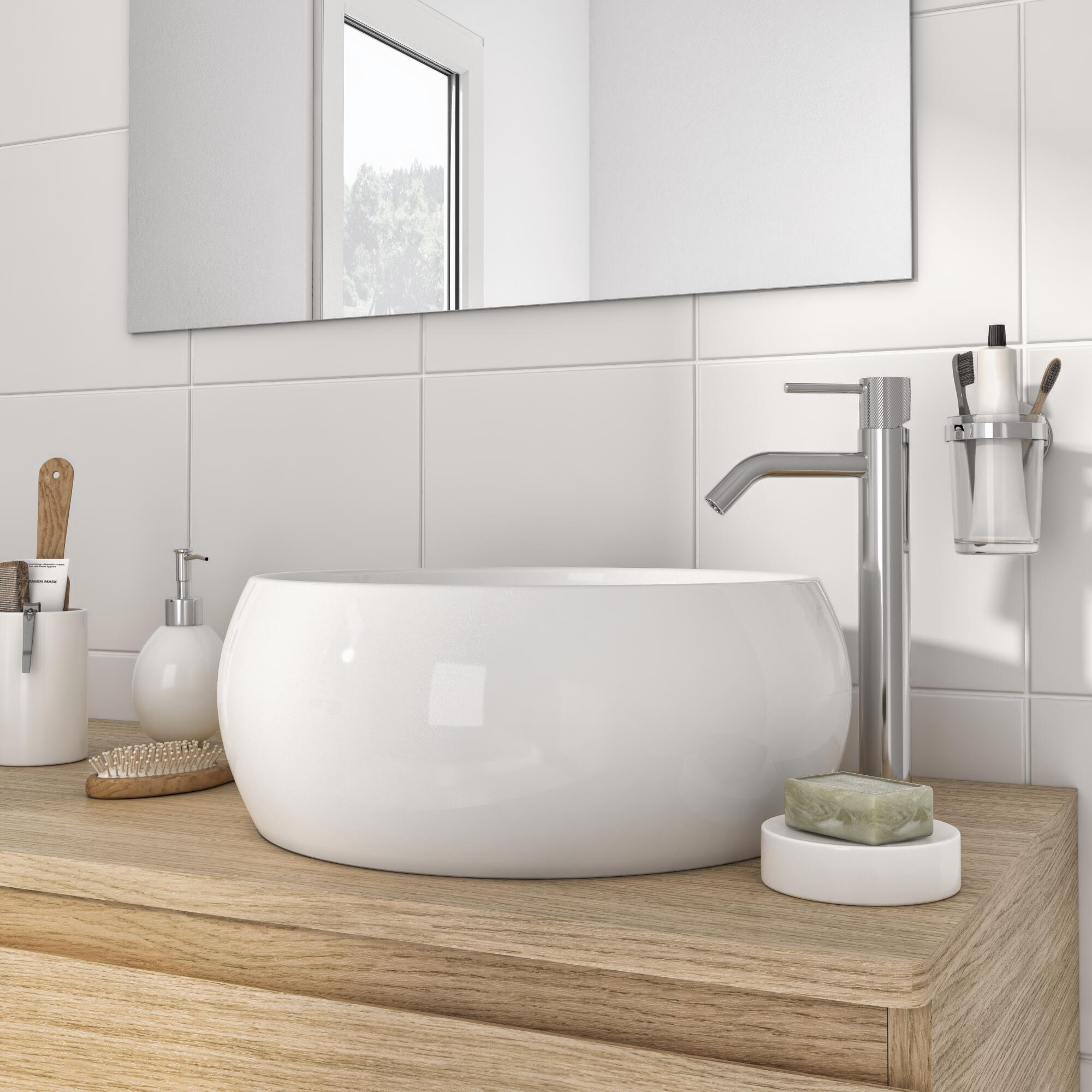 Vasque à poser céramique rond Lune Diam.40 cm blanc brillant - 5