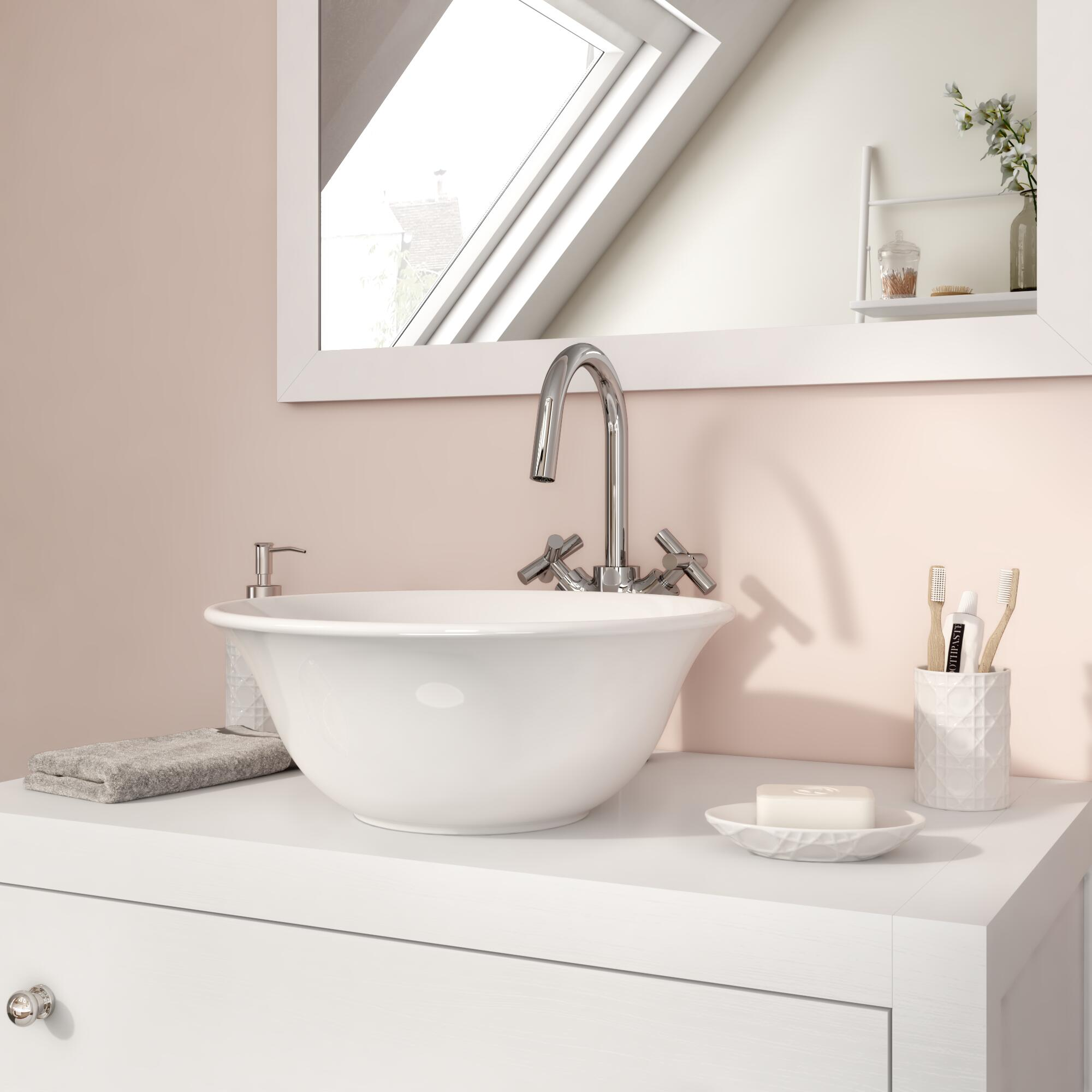 Vasque à poser céramique rond Charm Diam.38 cm blanc brillant - 4