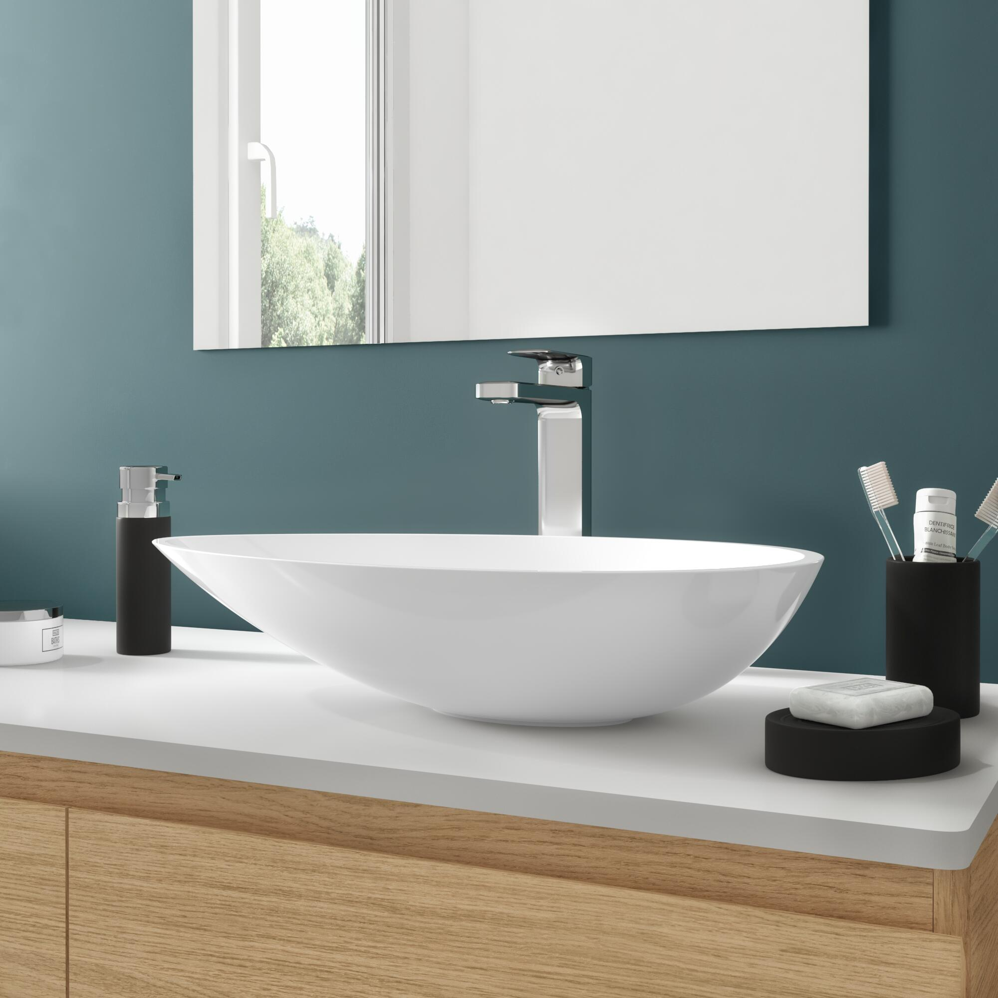 Lavatório de pousar SHILA OVAL 56,1X12,2X33,8CM BRANCO BRILHO - 7