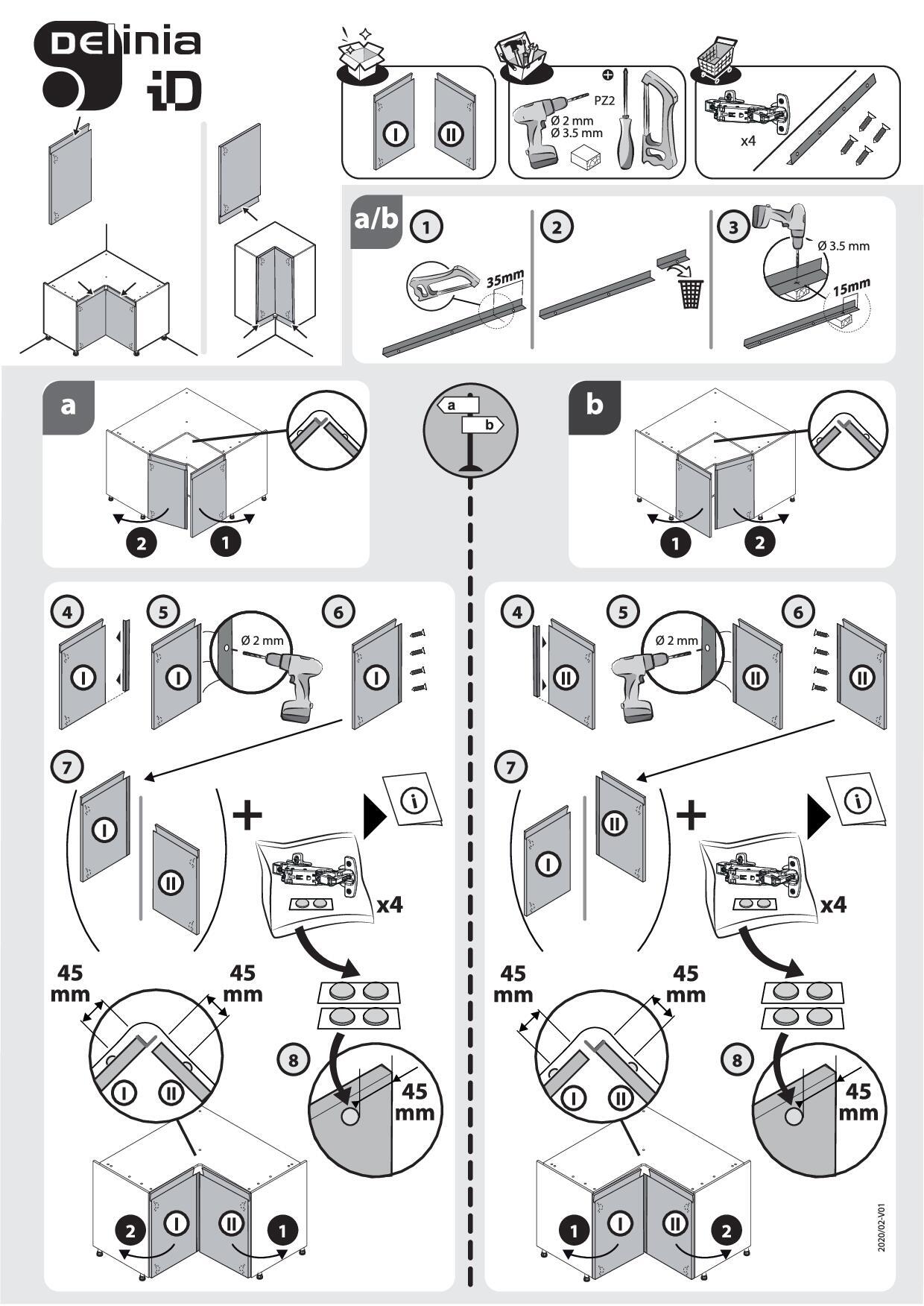 Lote de 2 puertas para mueble de cocina angular Delinia iD Newport blanco mate Alt 76.8 x An 29.7 cm - 8