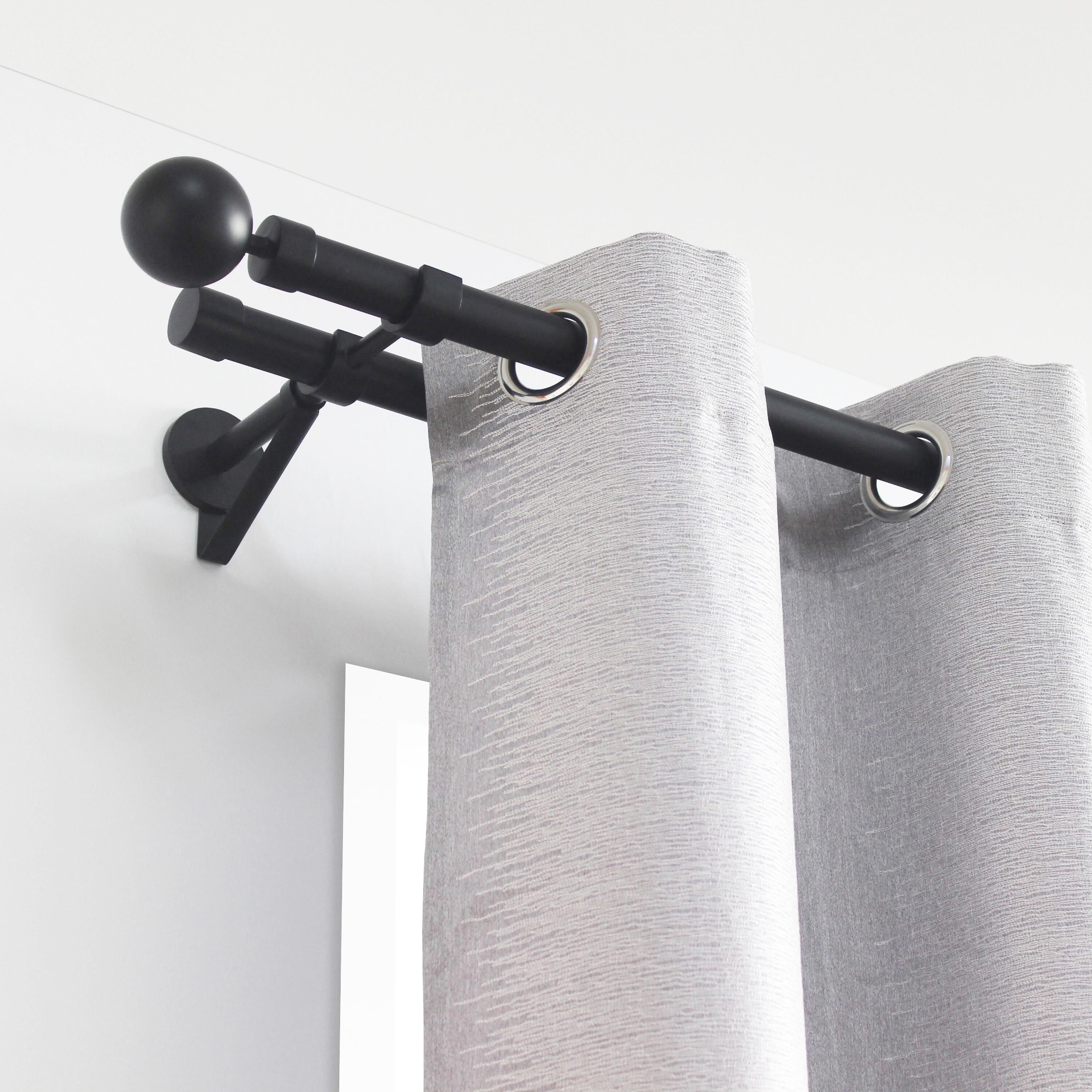 1 Soporte a pared para 2 barras diámetro 28 mm Design INSPIRE aluminio negro mate pintado extensible 13.5-27 cm - 2