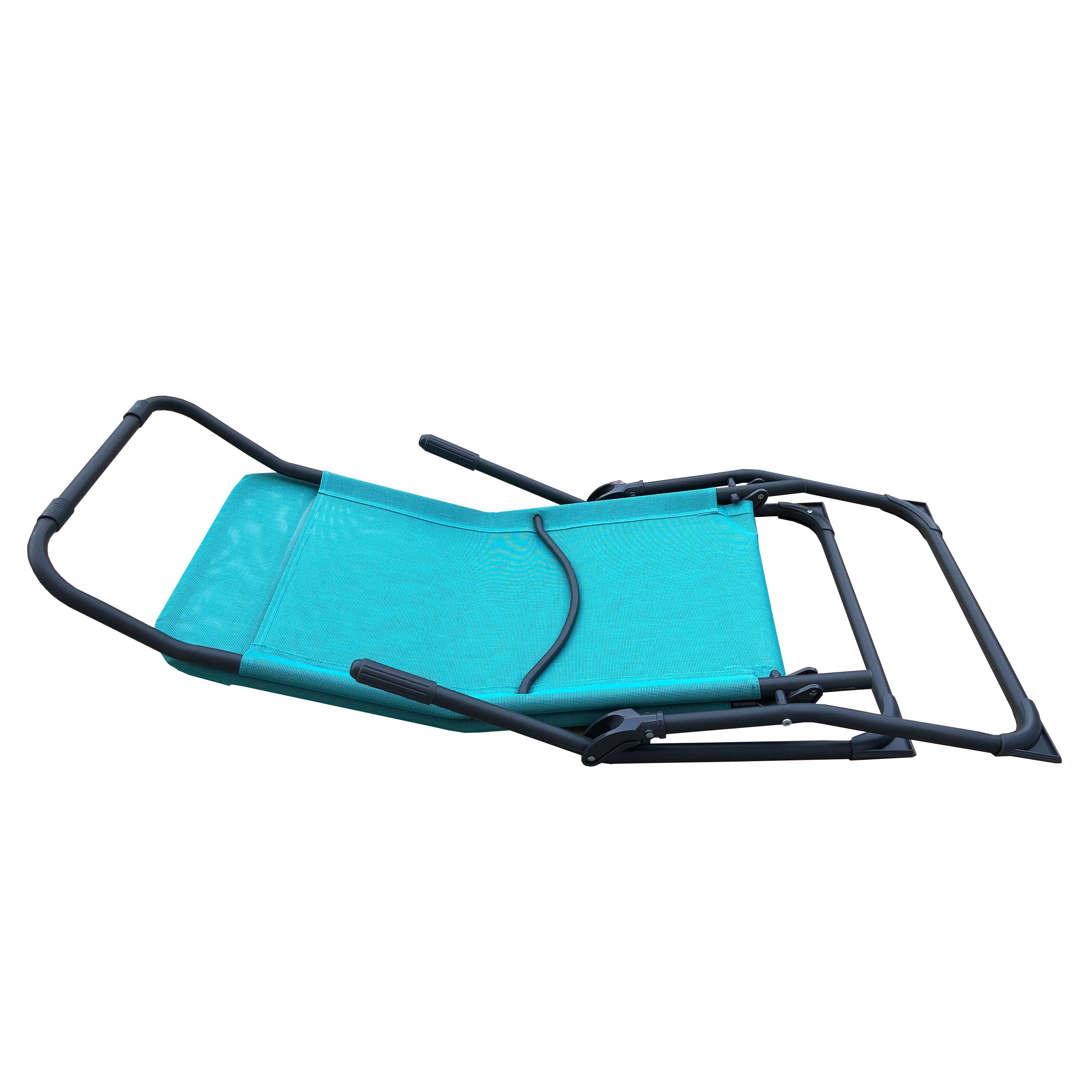 Bain de soleil FIESTA pliable en métal coloris bleu Miami - 2 positions - 5