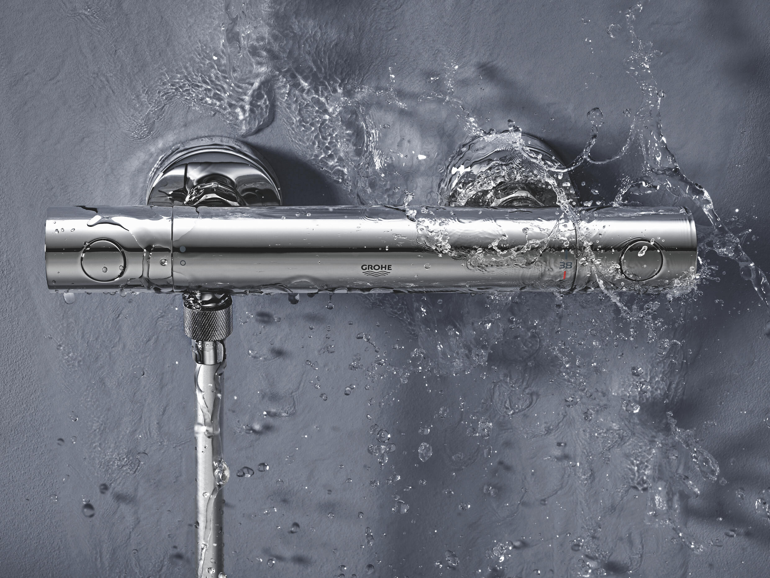 Ensemble de douche avec mitigeur thermo chrome, GROHE, combibarre Clova QuickFix - 3