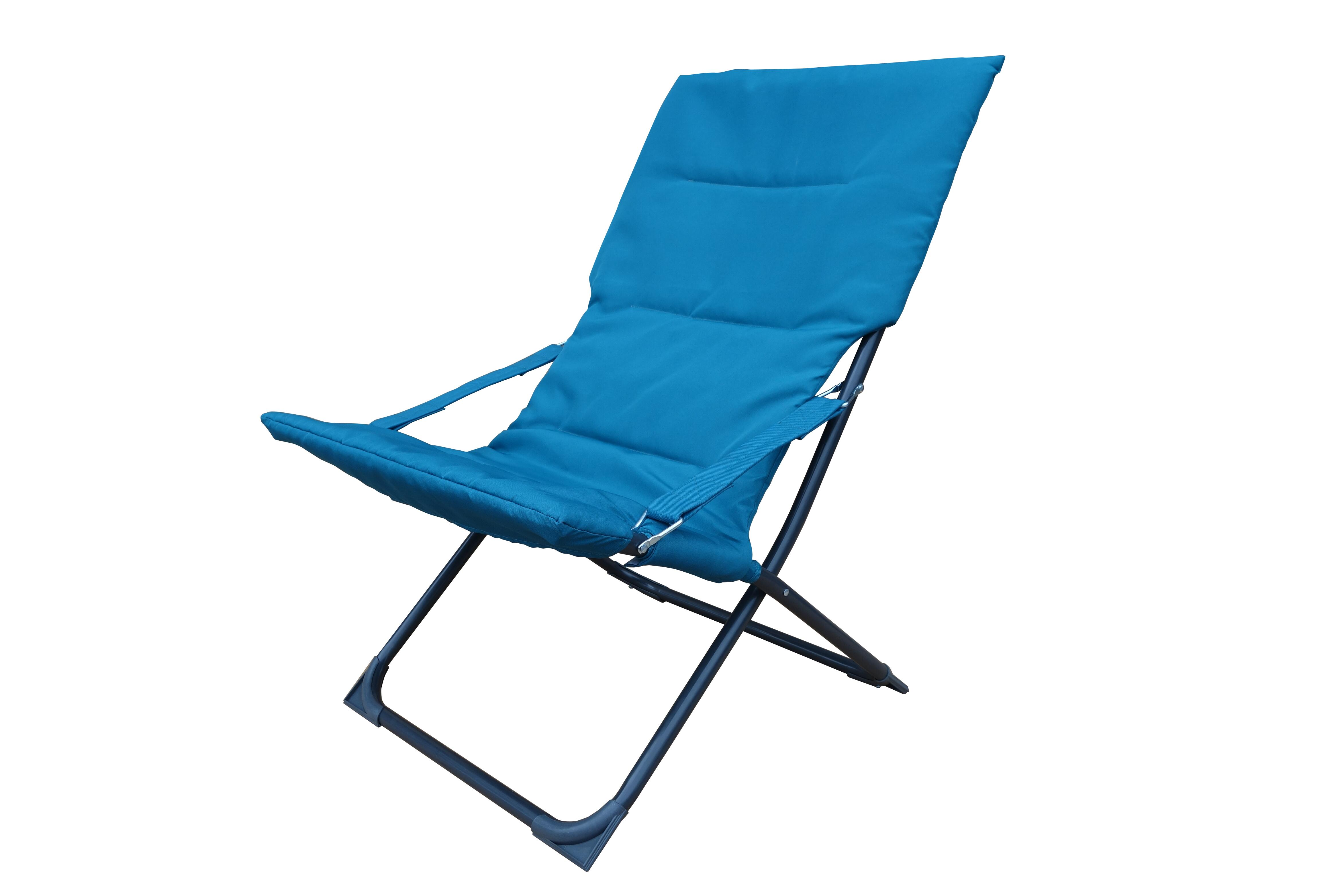 Relax de jardin MARSELLA pliable en métal coloris bleu - 4