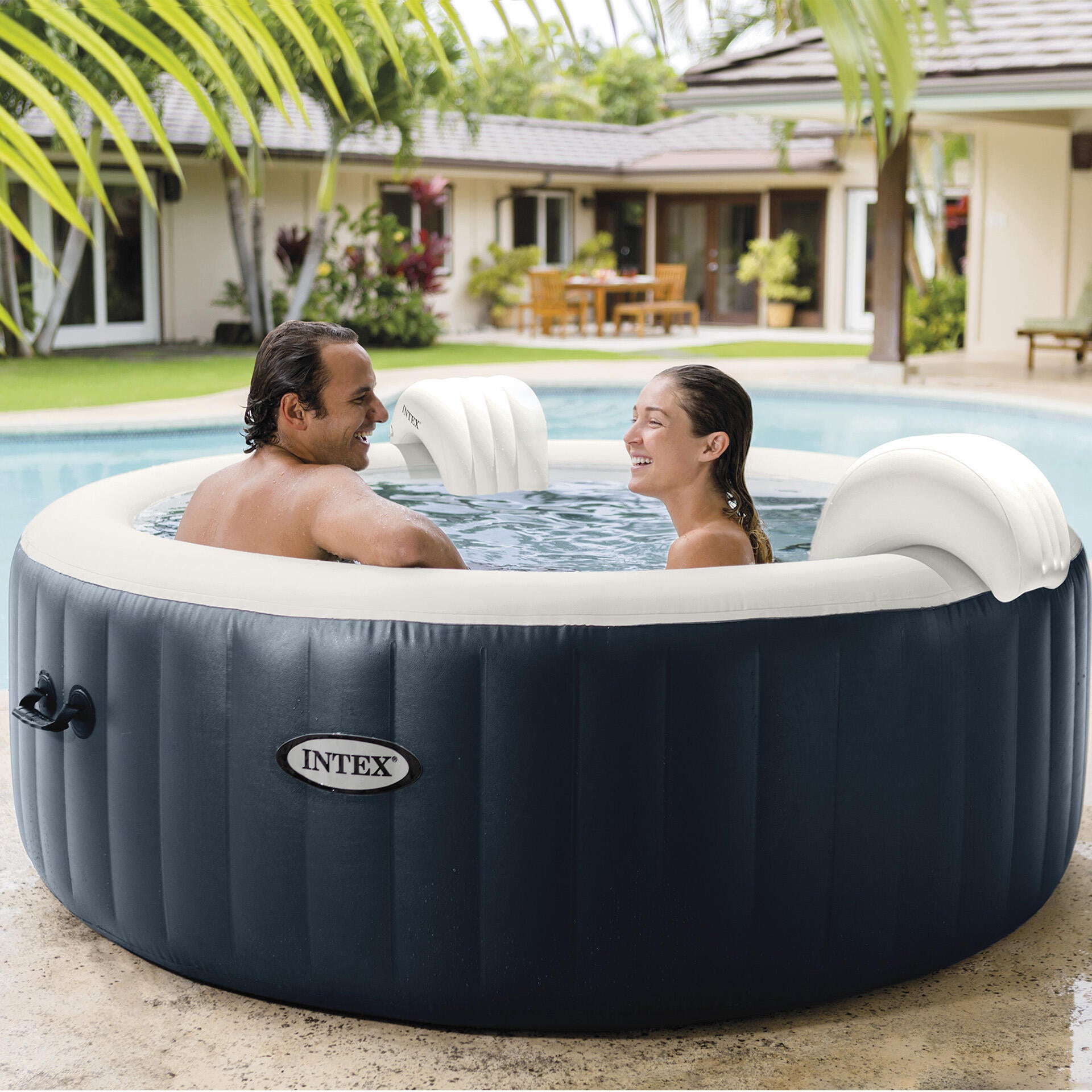 Pure Spa gonflable INTEX Blue Navy rond 4 places + Kit d'entretien - 6