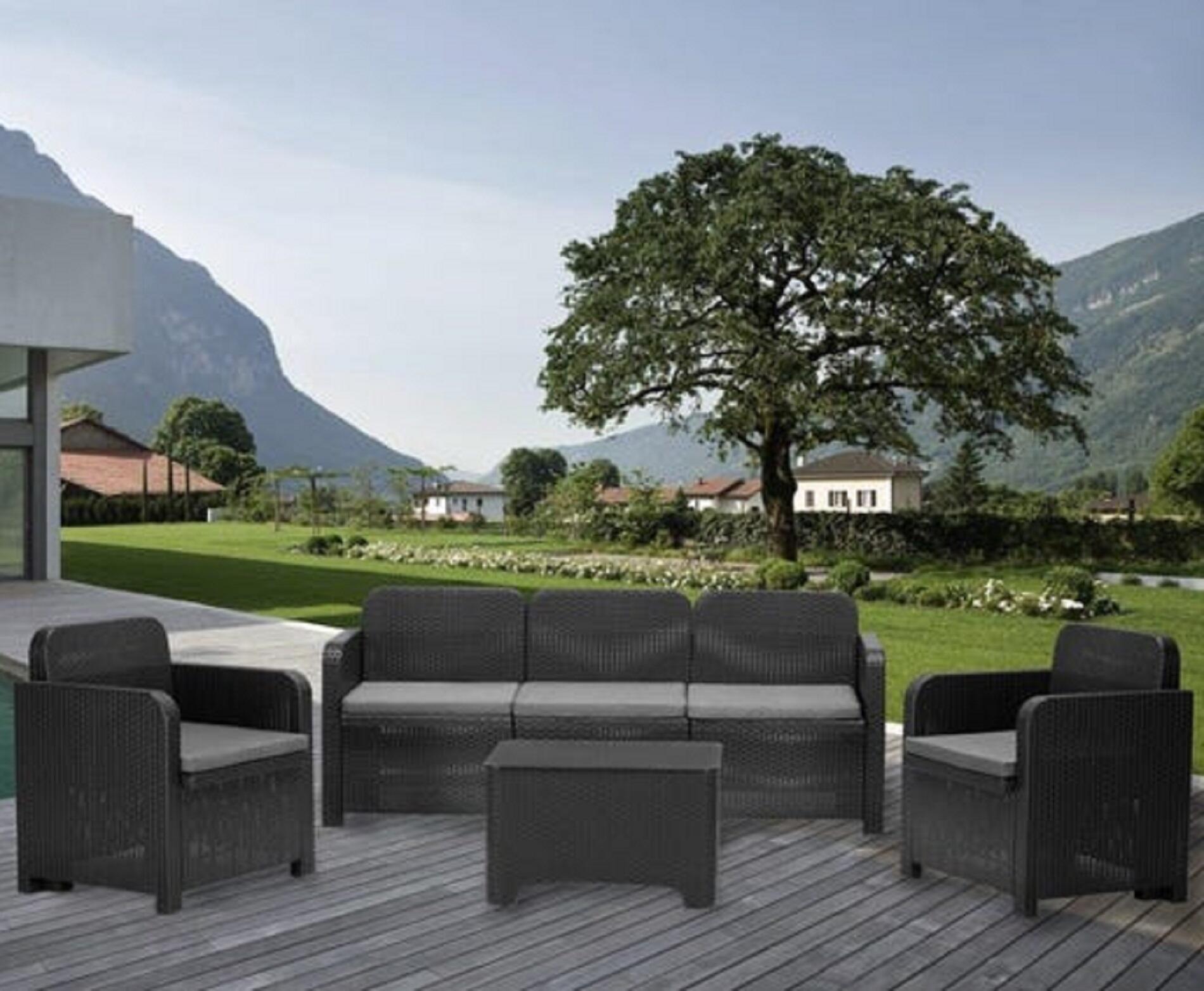 Salon bas de jardin résine injectée anthracite Positano GRAND SOLEIL, 5 personne - 3