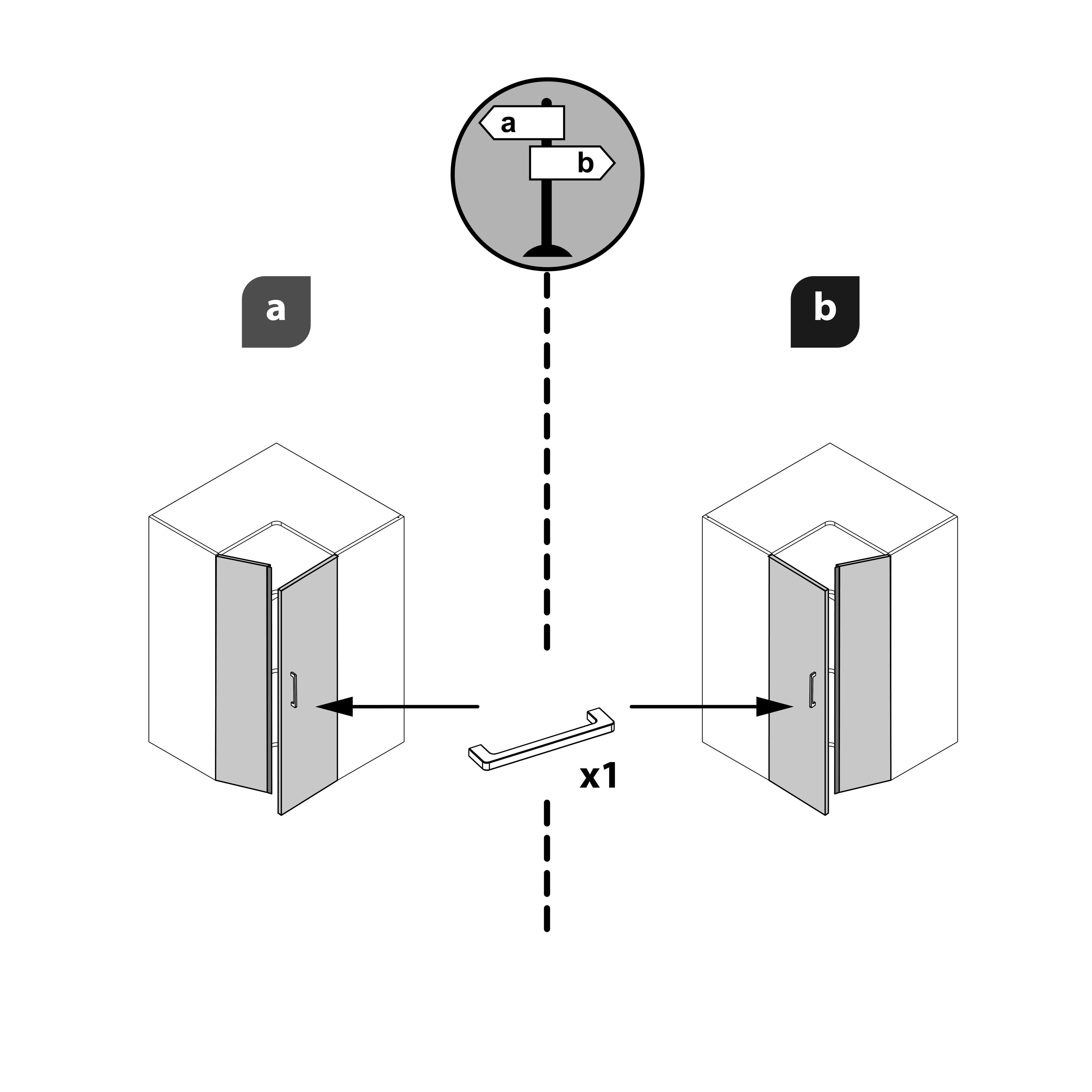 Caisson haut d'angle de cuisine DELINIA ID gris H.76.8 x l.67 x P.35 cm - 7