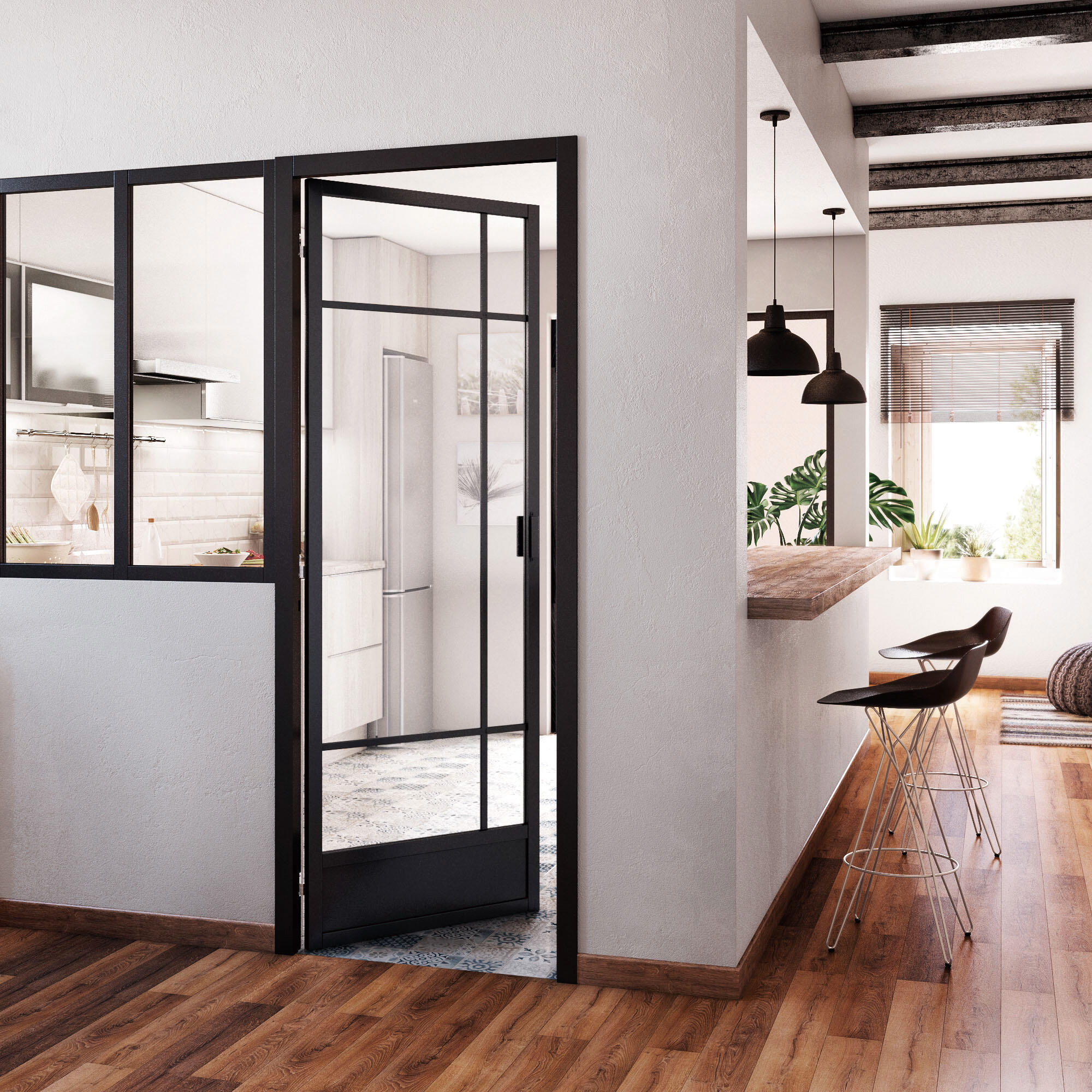 Bloc-porte fin de chantier Emma noir, H.204 x l.83 cm, poussant gauche - 2