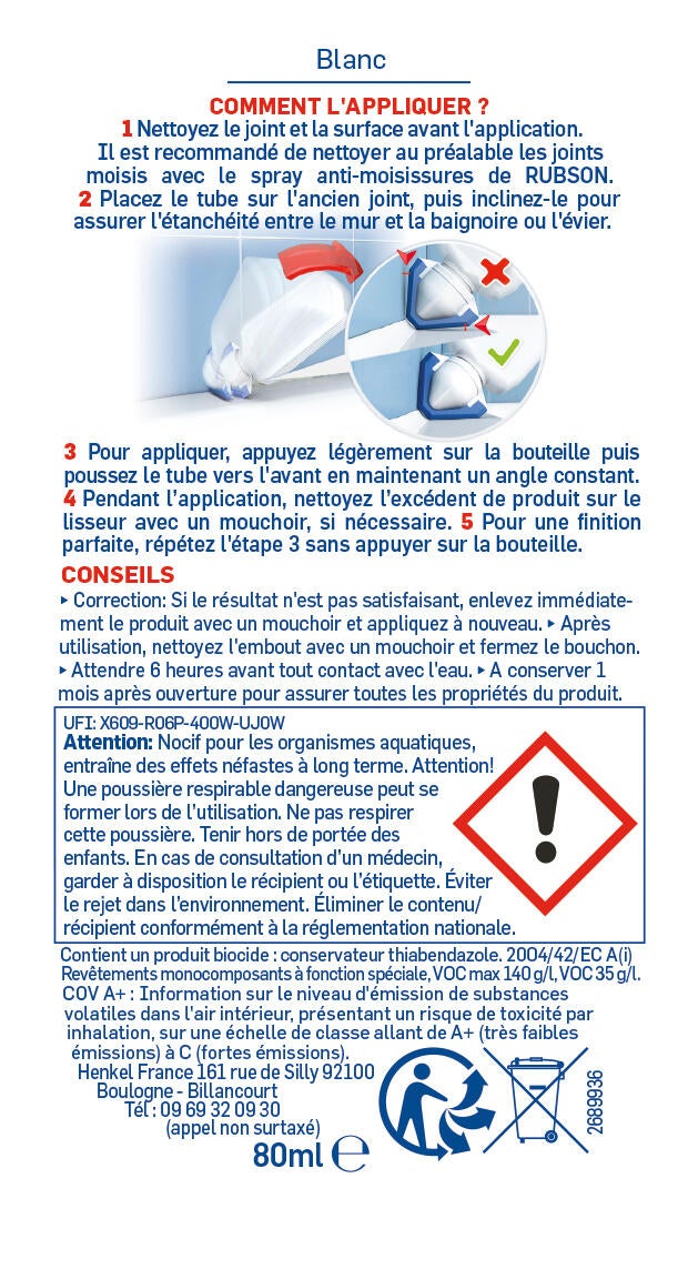 Silicone Re-new RUBSON blanc, 80 ml - 6