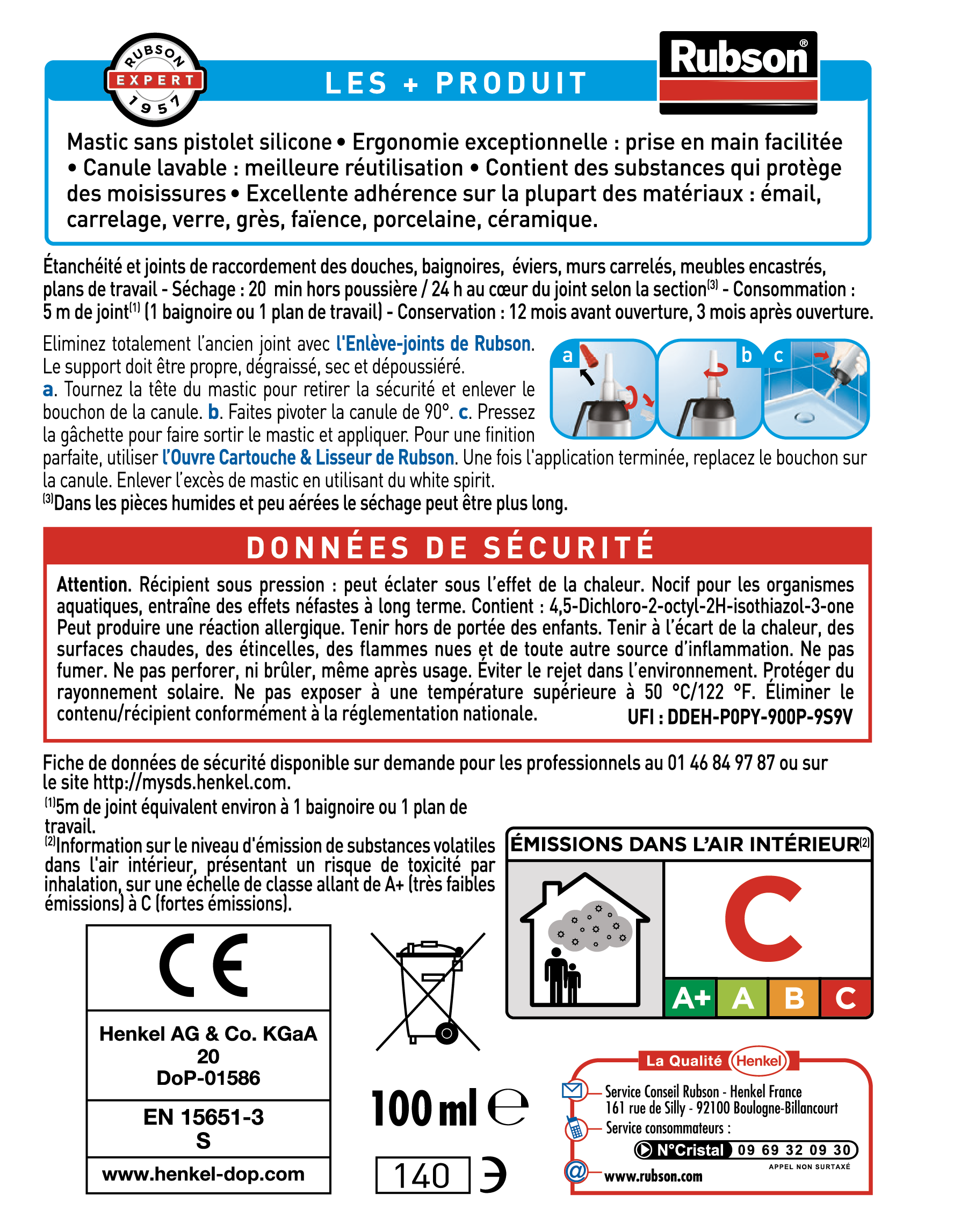 Silicone Mon evier, ma baignoire RUBSON gris, 100 ml - 6