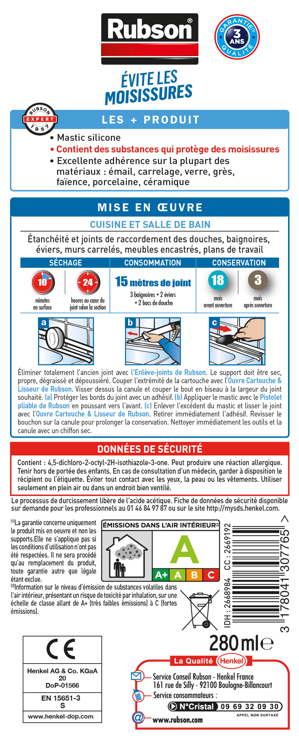 Silicone Bain et cuisine RUBSON transparent, 280 ml - 6