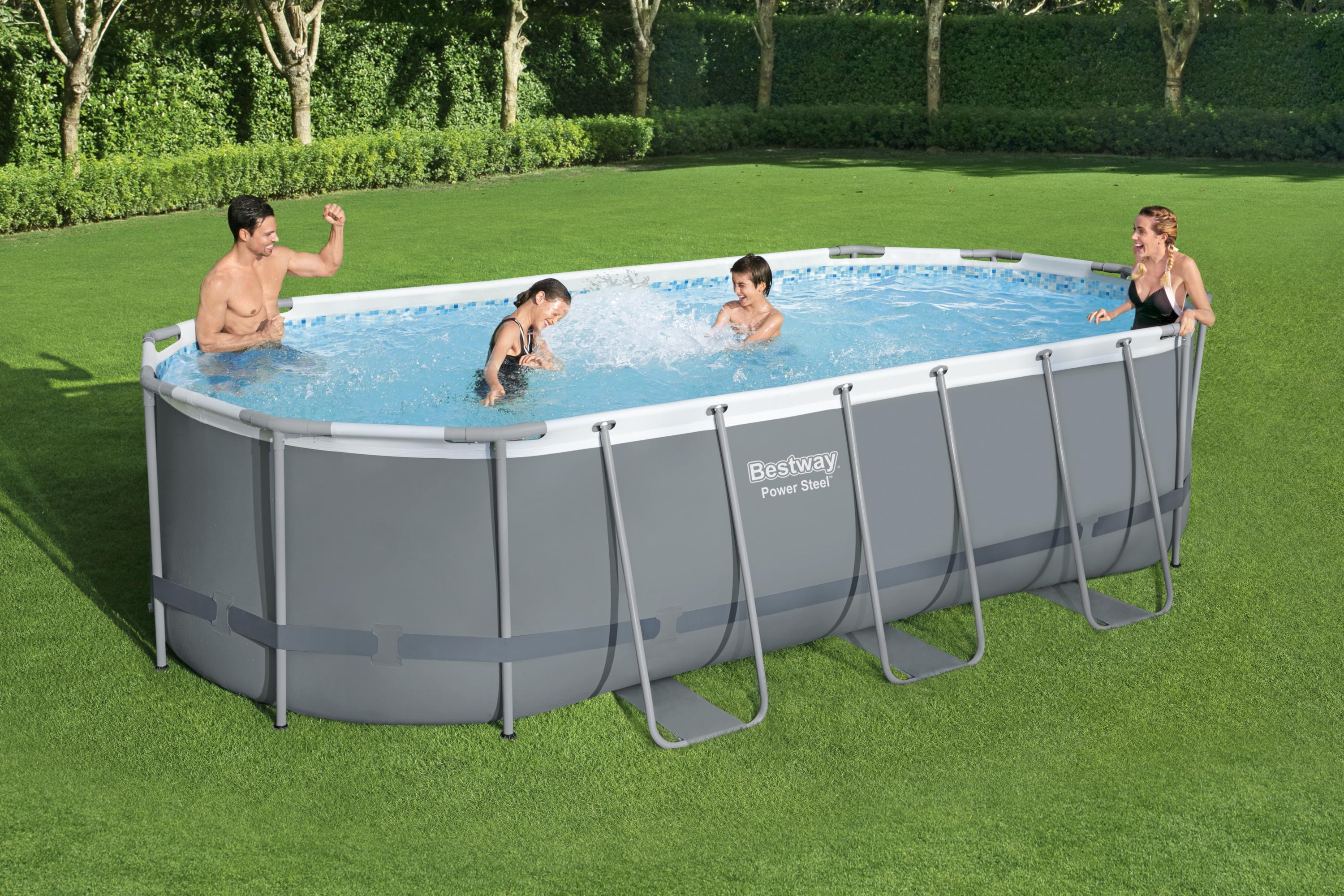 Piscine hors-sol tubulaire Power Steel BESTWAY, L.5.49 x l.2.74 x H.1.
