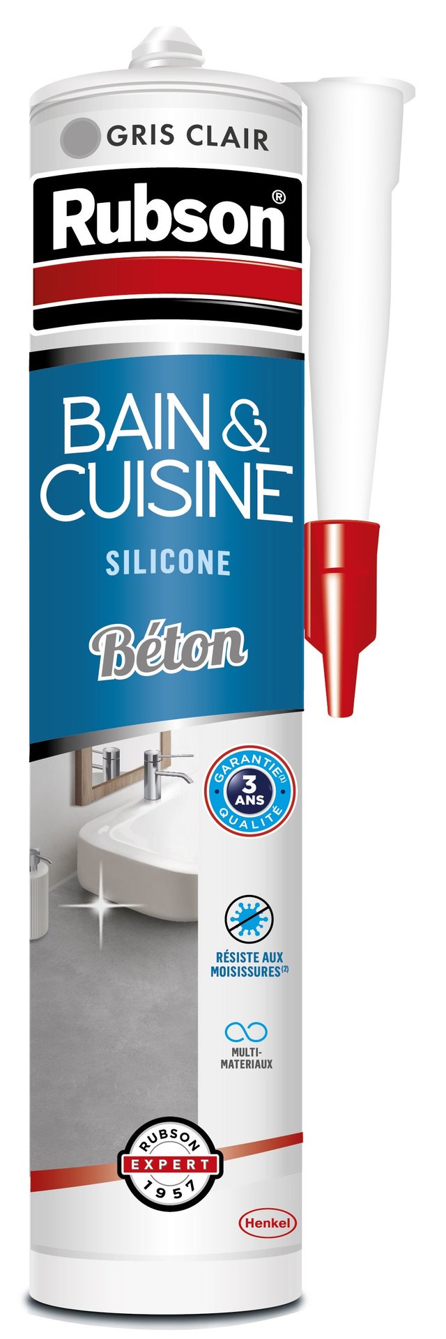 Silicone Bain et cuisine RUBSON gris clair, 280 ml