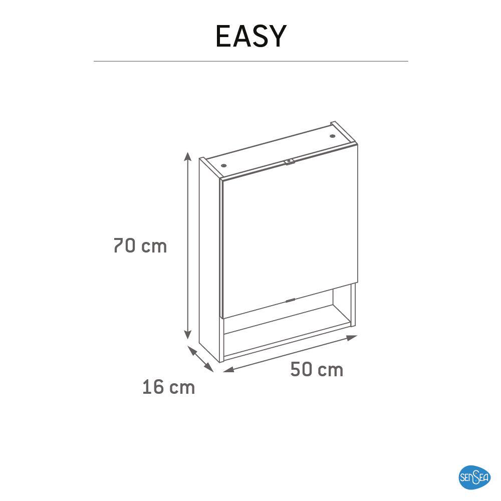 Pensile bagno Easy rovere in legno SENSEA, 1 anta apertura da sinistra P 16.3 x L 50 x H 70 cm - 10
