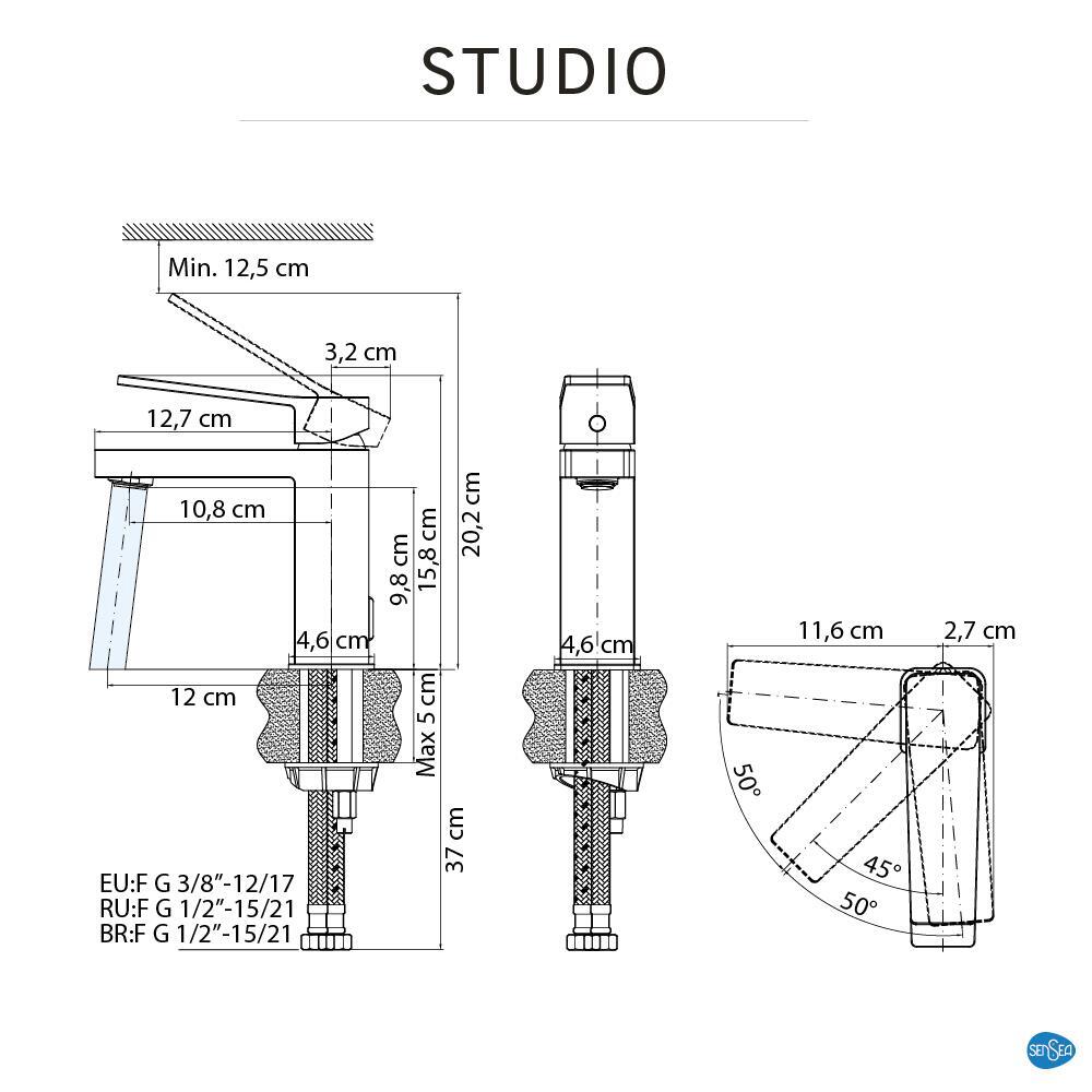 Mitigeur de lavabo chrome M, Studio, SENSEA - 12