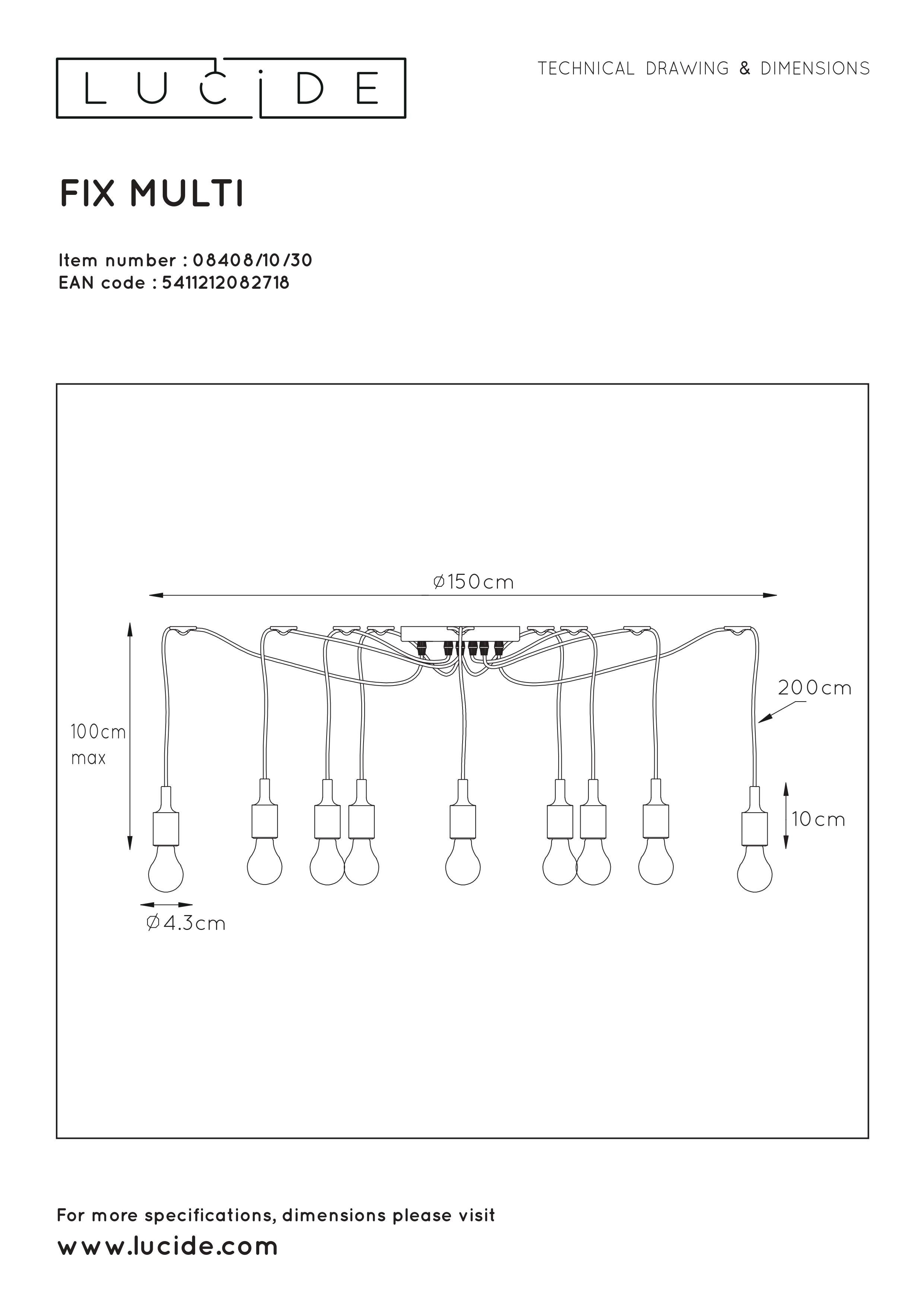 Suspension Spider abs, noir, Diam.400 cm, E27 - 4