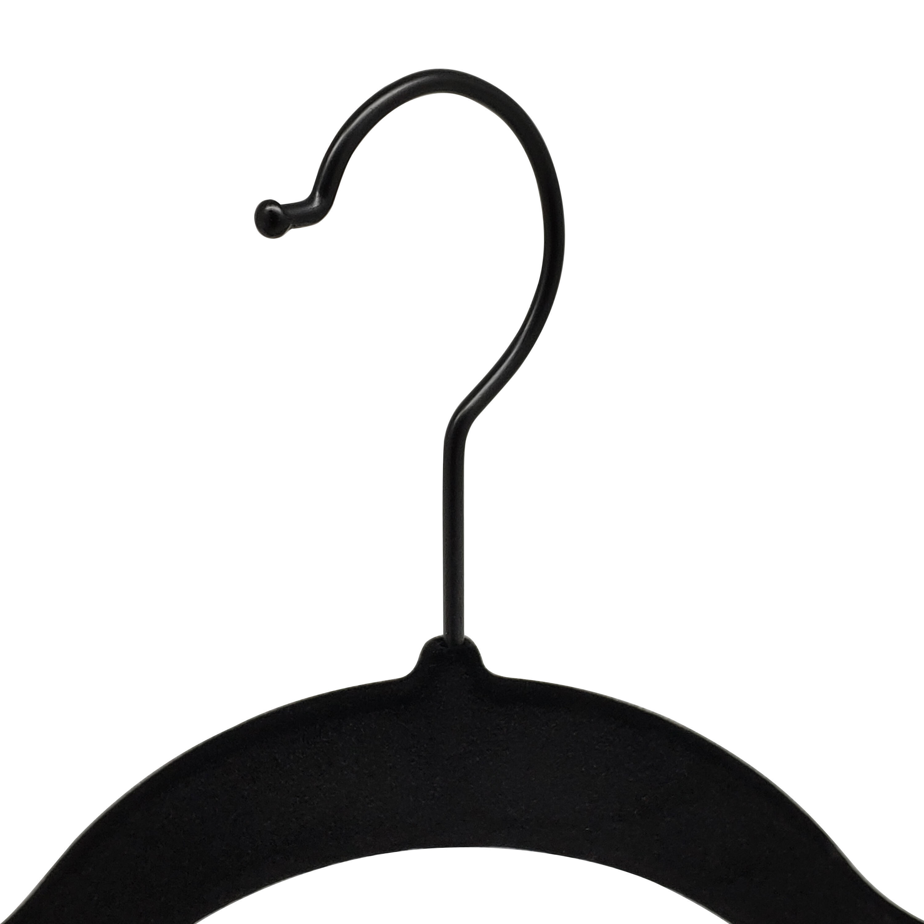 Lot de 4 cintres SPACEO plastique finition VELOURS noir, H.23 x l.45 x P.2.4 cm - 4