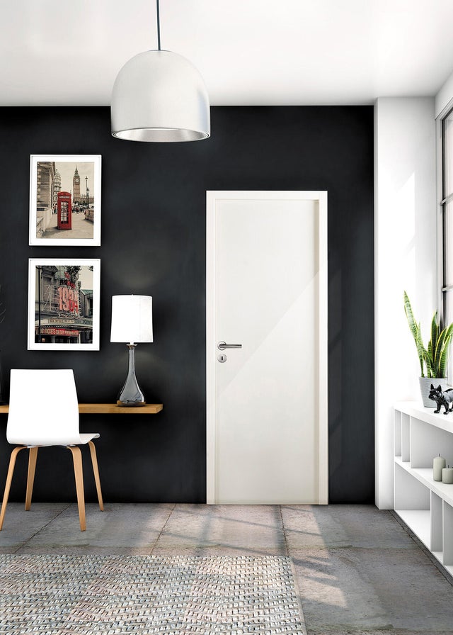 Bloc-porte acoustique isoplan prépeint Larg.83 cm poussant gauche pleine Huiss.72 mm
