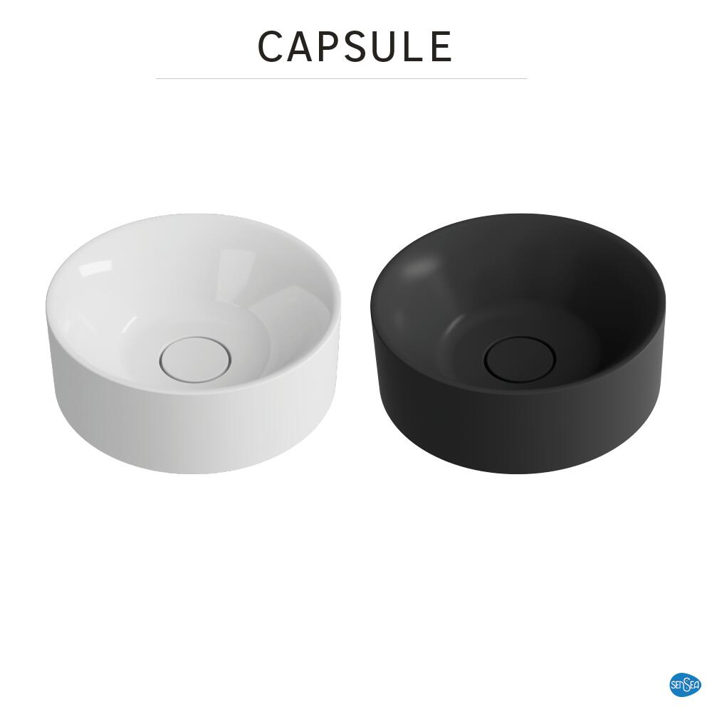 Lavabo da appoggio SENSEA tondo in composito minerale di resina gelificata nero opaco piletta non inclusa - 5