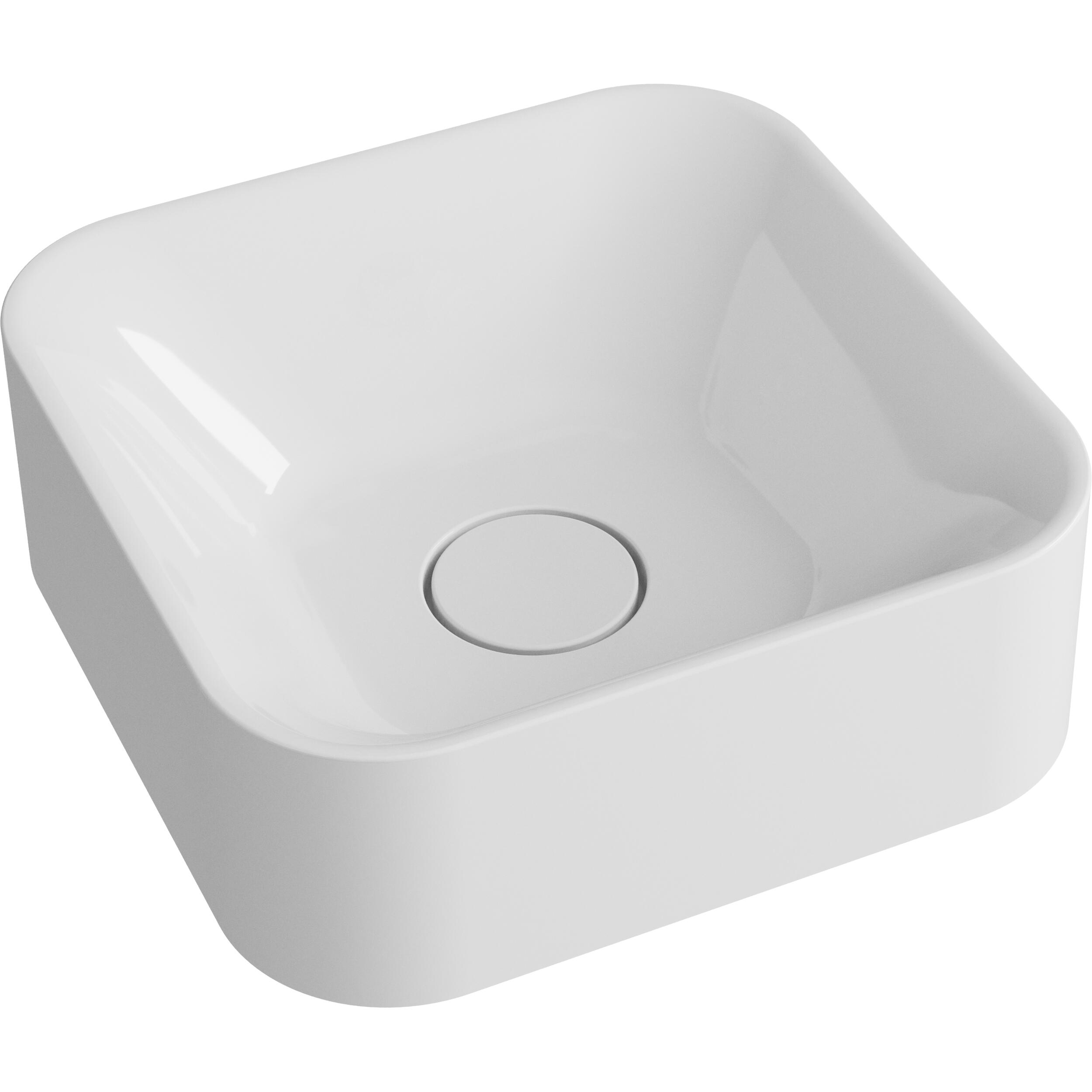 Lavabo da appoggio SENSEA Capsule quadrato in composito minerale di resina gelificata L 38 x H 15.3 x P 12.2 cm bianco lucido piletta non inclusa - 9