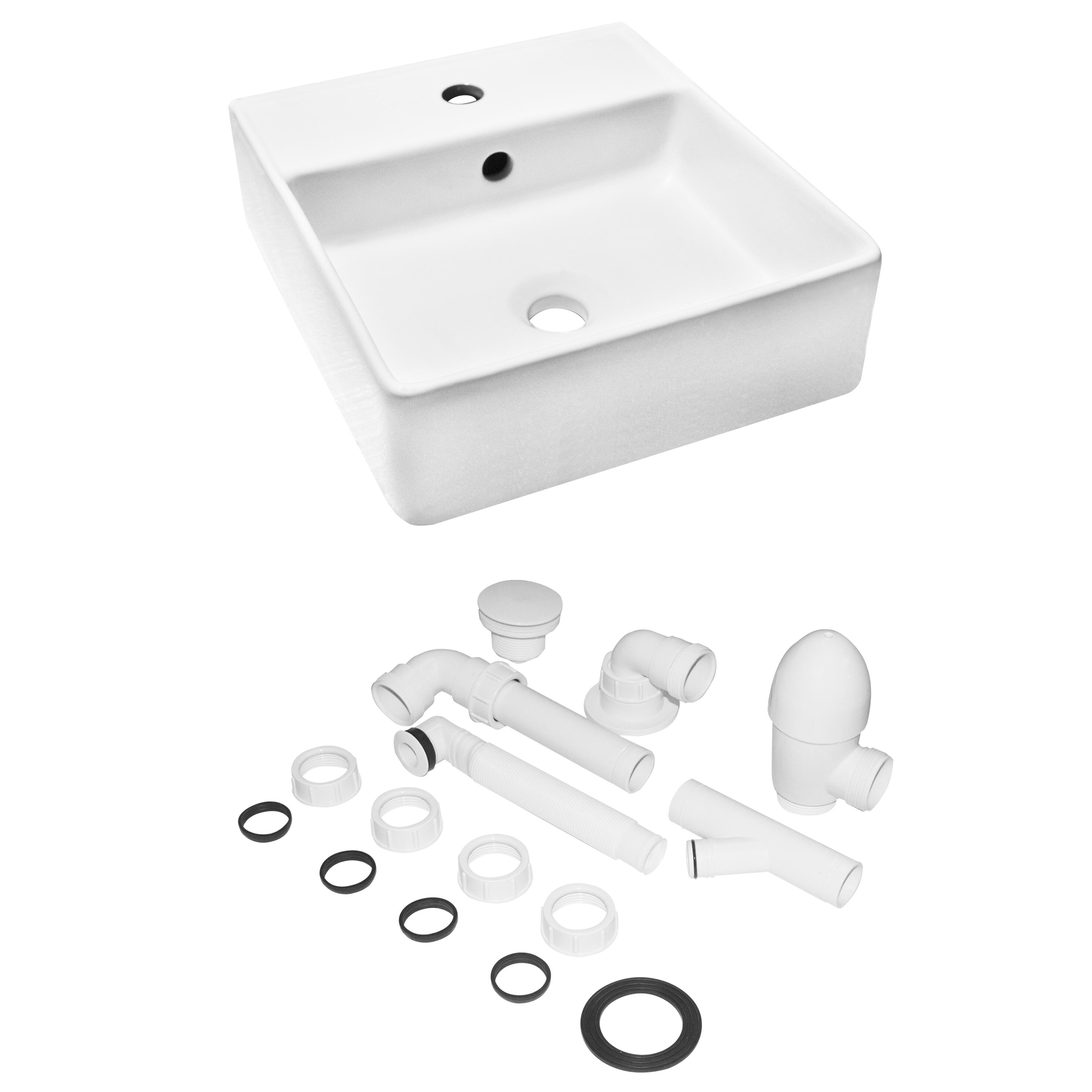 Lavabo da appoggio SENSEA quadrato in ceramica L 37 x H 12 x P 41.5 cm bianco lucido piletta non inclusa - 4