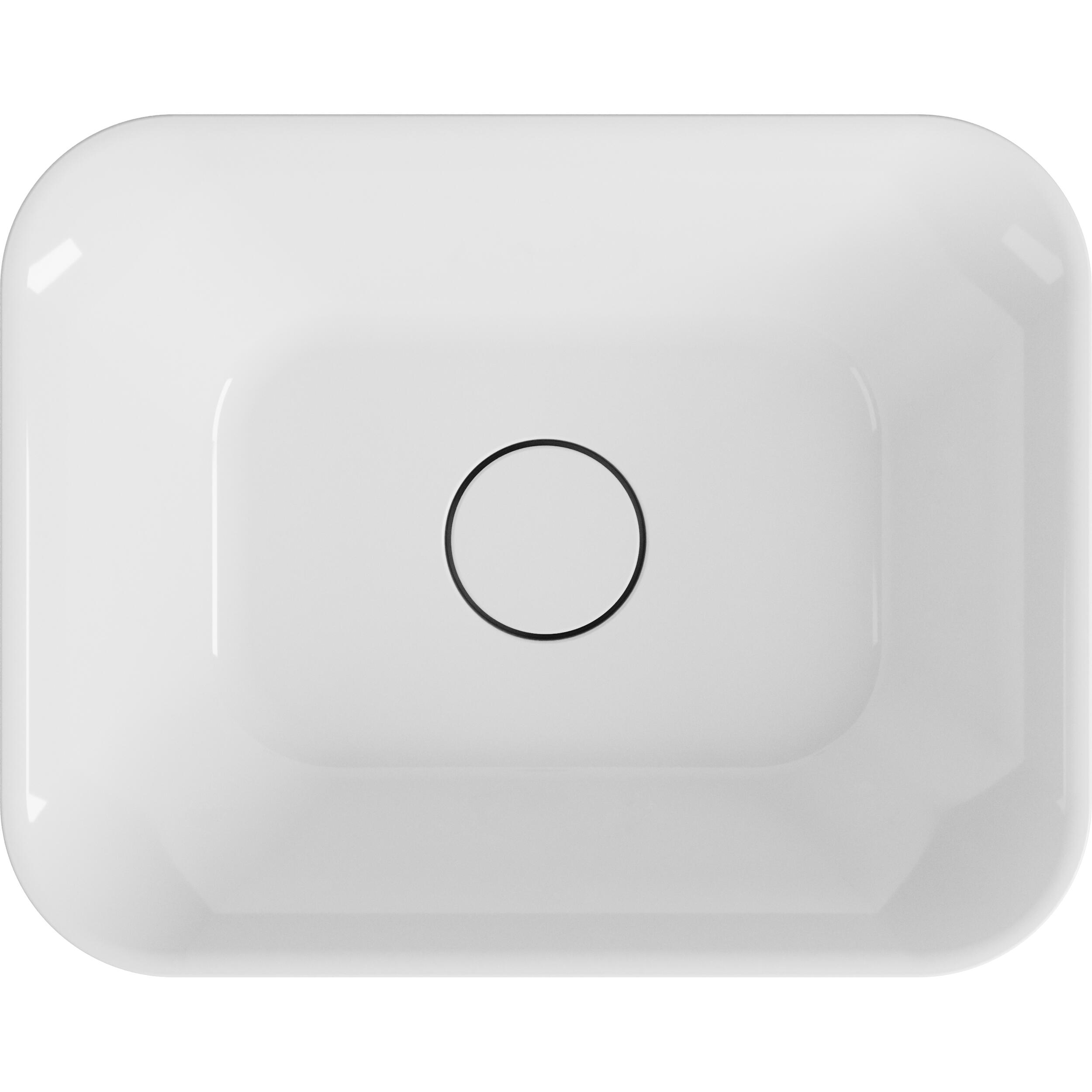 Lavabo da appoggio Capsule SENSEA rettangolare in composito minerale di resina gelificata L 48 x H 15.3 x P 38 cm bianco lucido piletta non inclusa - 10