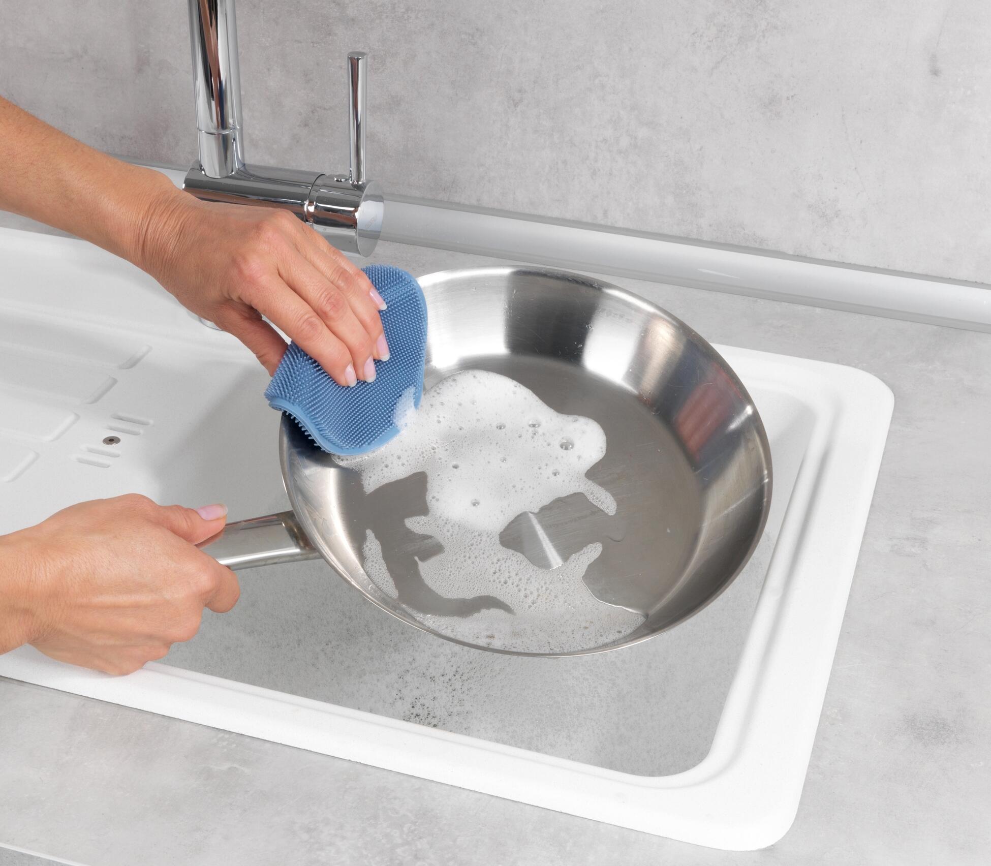 Lot de 2 éponges rondes en silicone, bleu et gris - 5